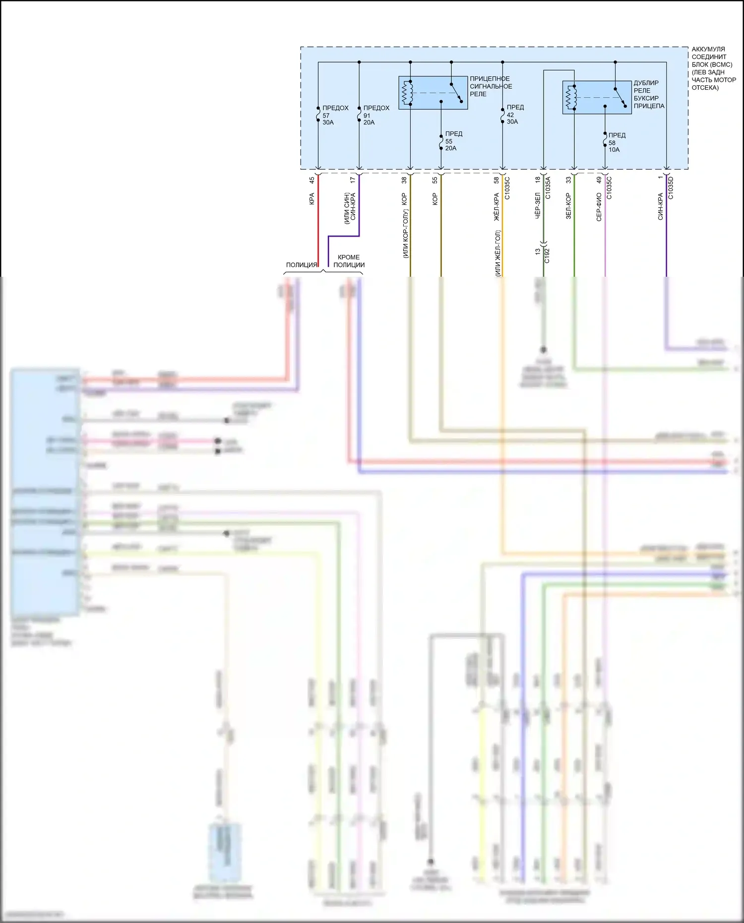 Explorer Ford VI (2019-2024): Электросхема адаптера прицепа/кемпера (1 из 2) 