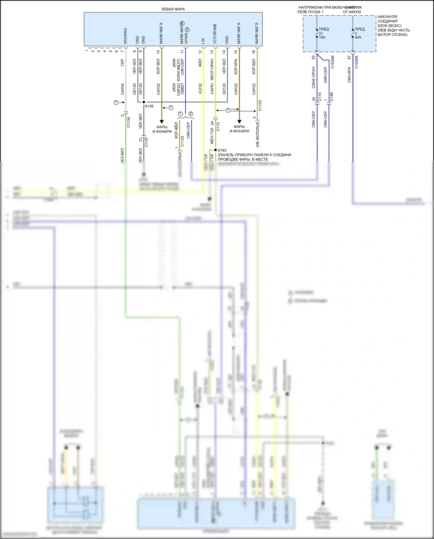 Explorer Ford VI (2019-2024): Электросхема фар, с динамическим выравниванием (2 из 3) 