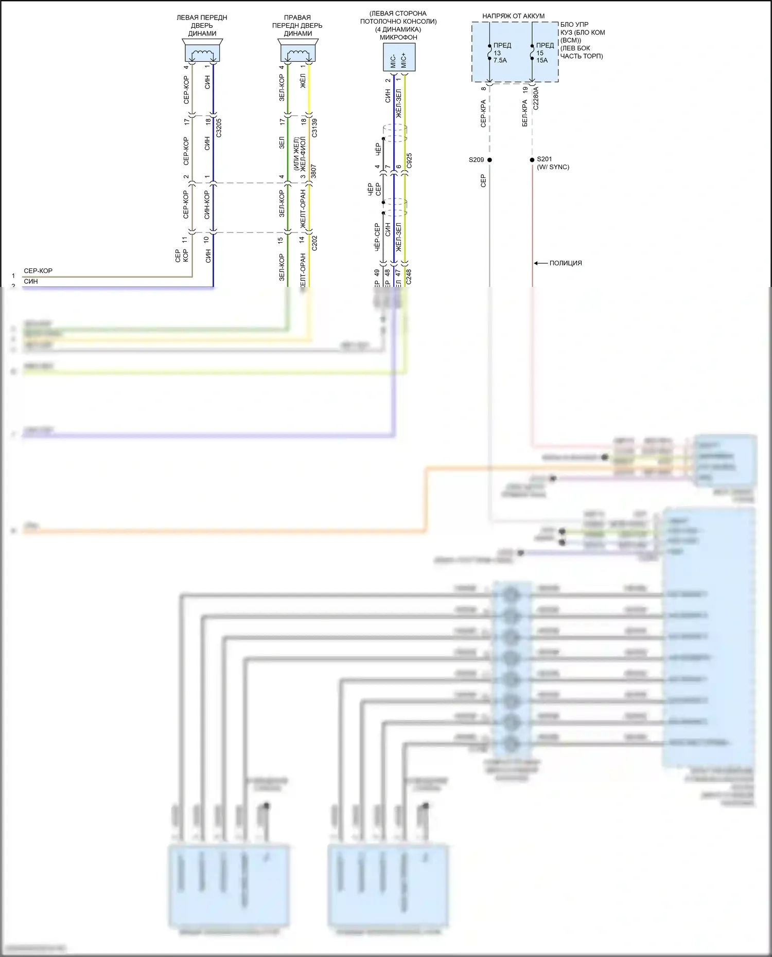 Explorer Ford VI (2019-2024): Электросхема магнитолы (2 из 2) 