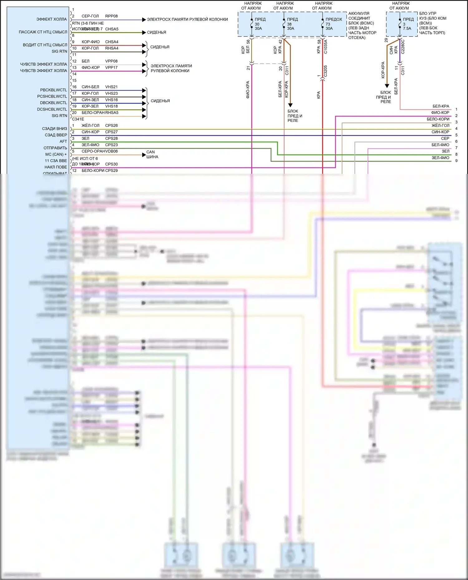 Explorer Ford VI (2019-2024): Электросхема сиденья памяти (1 из 2) 