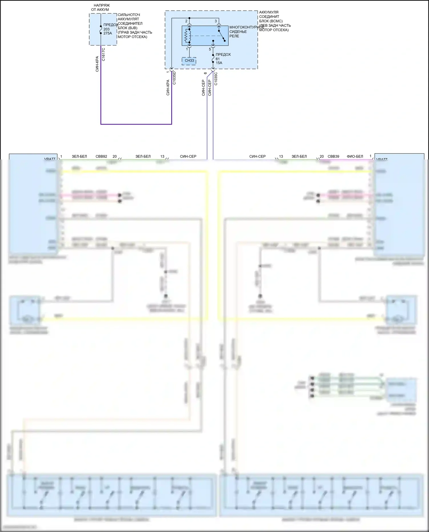 Explorer Ford VI (2019-2024): Электросхема мультиконтурных сидений 