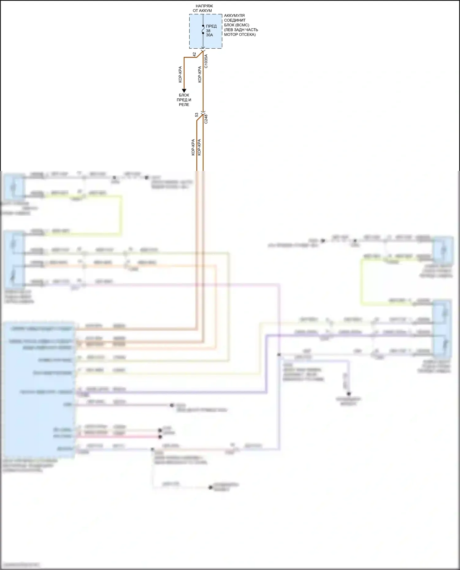 Explorer Ford VI (2019-2024): Электросхема передних обогреваемых сидений, без вентиляции 