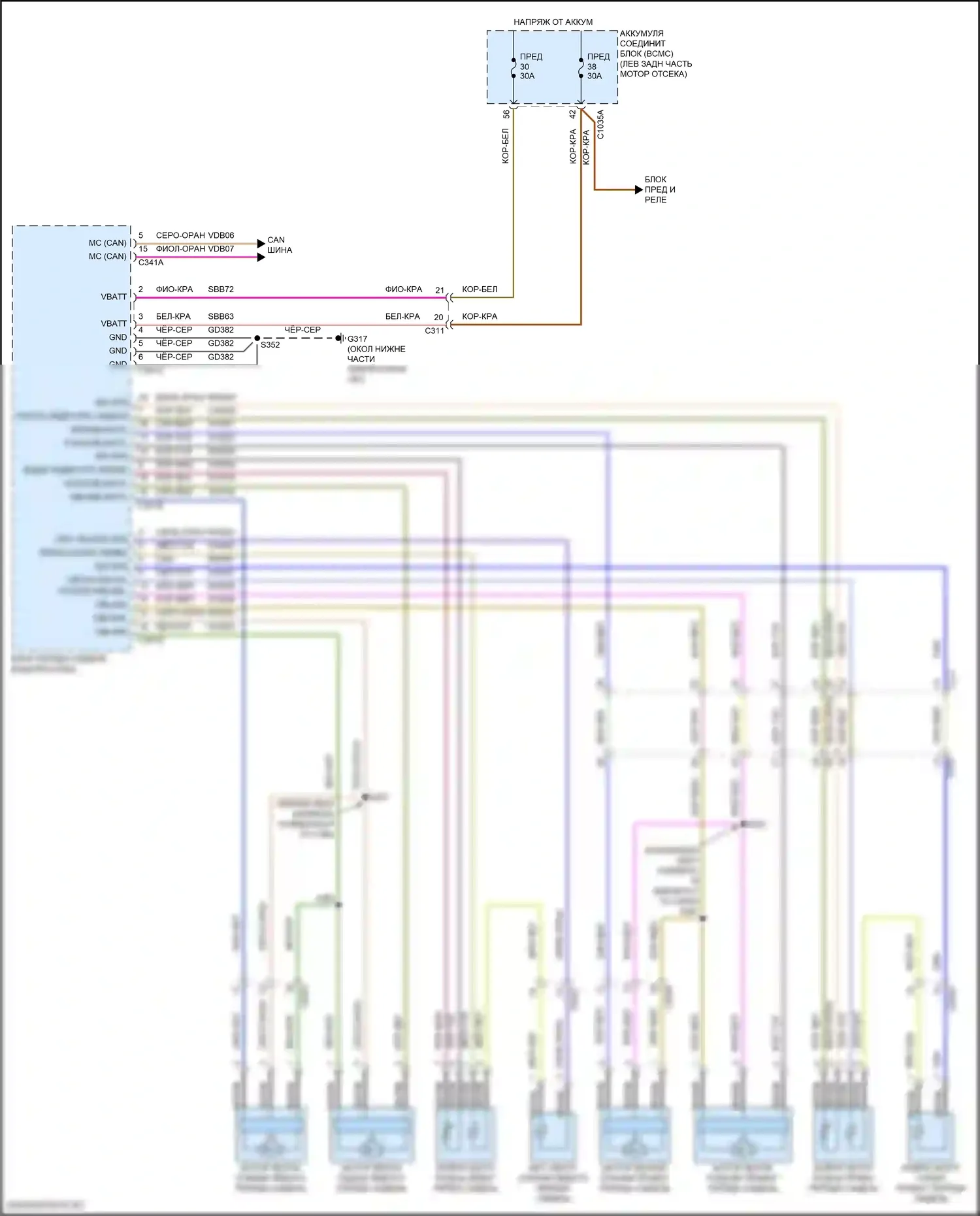 Explorer Ford VI (2019-2024): Электросхема передних обогреваемых сидений, с вентиляцией 