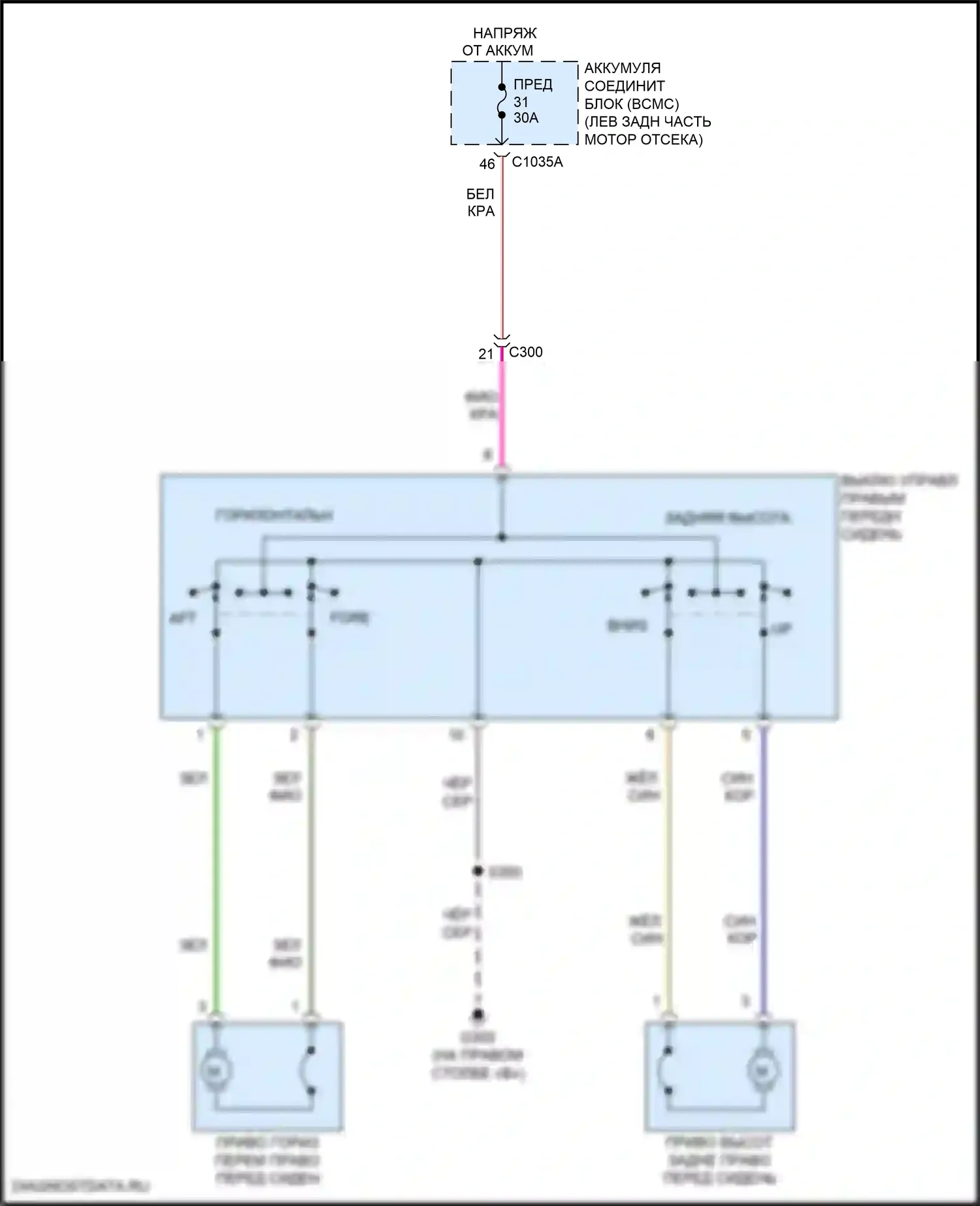 Explorer Ford VI (2019-2024): Сиденья электросхема, четырехстороннее пассажирское сиденье 