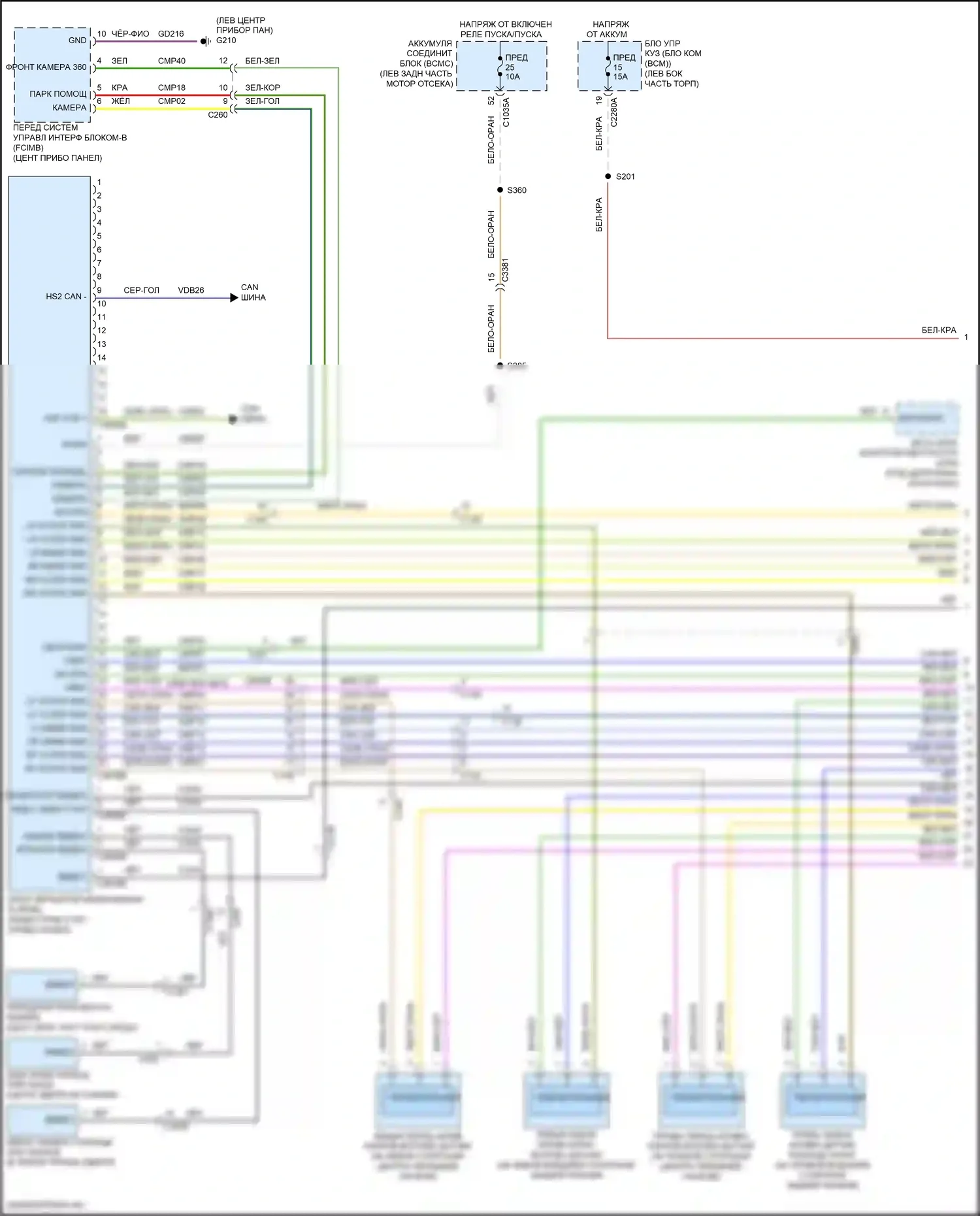 Explorer Ford VI (2019-2024): Электросхема камеры кругового обзора (1 из 2) 