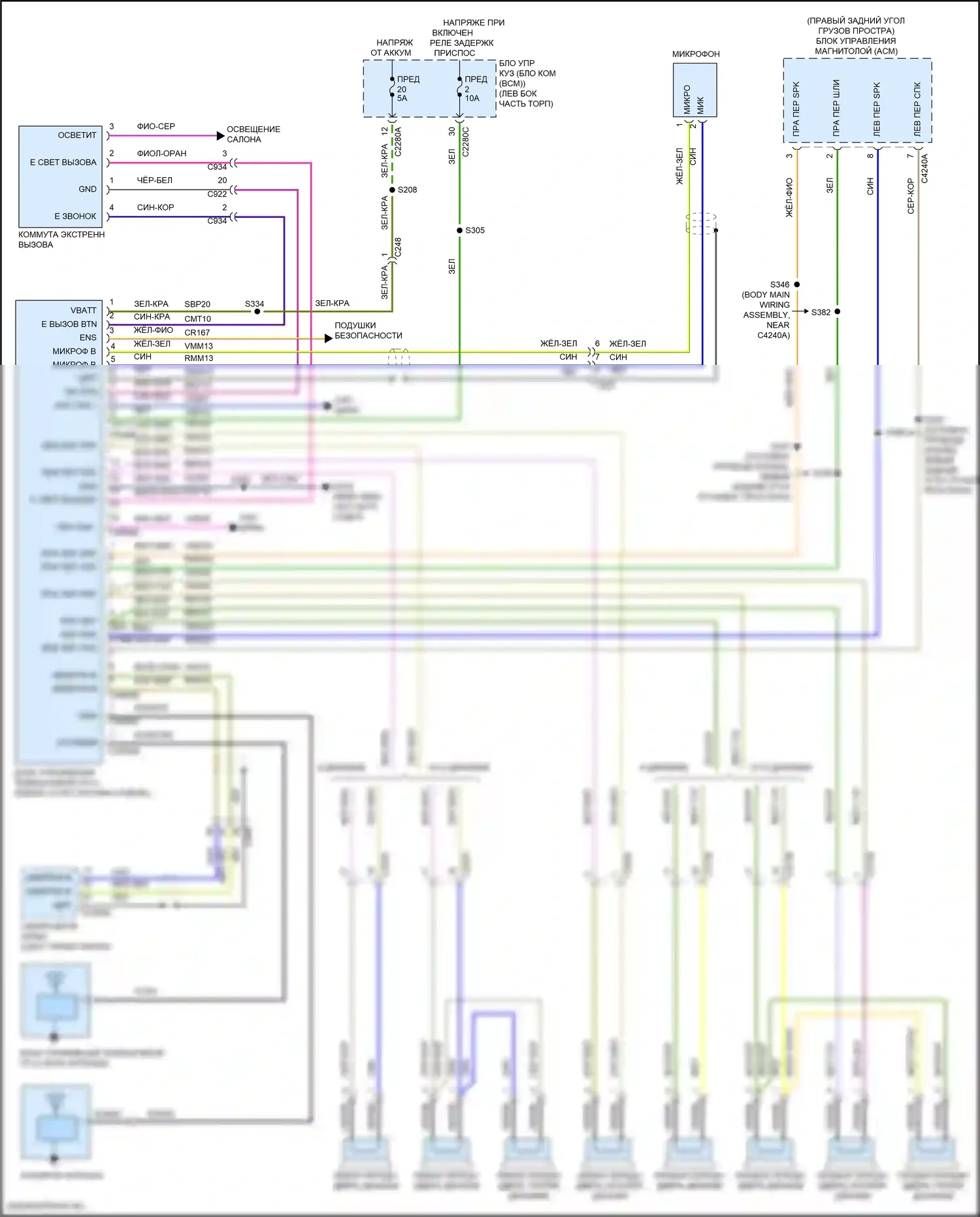 Explorer Ford VI (2019-2024): Электросхема телематики, с экстренным вызовом 
