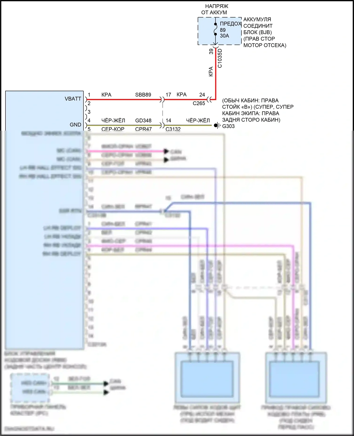 F-150 Ford XIII рестайлинг (2017-2020): Электросхема выдвижных ходовых щитов 