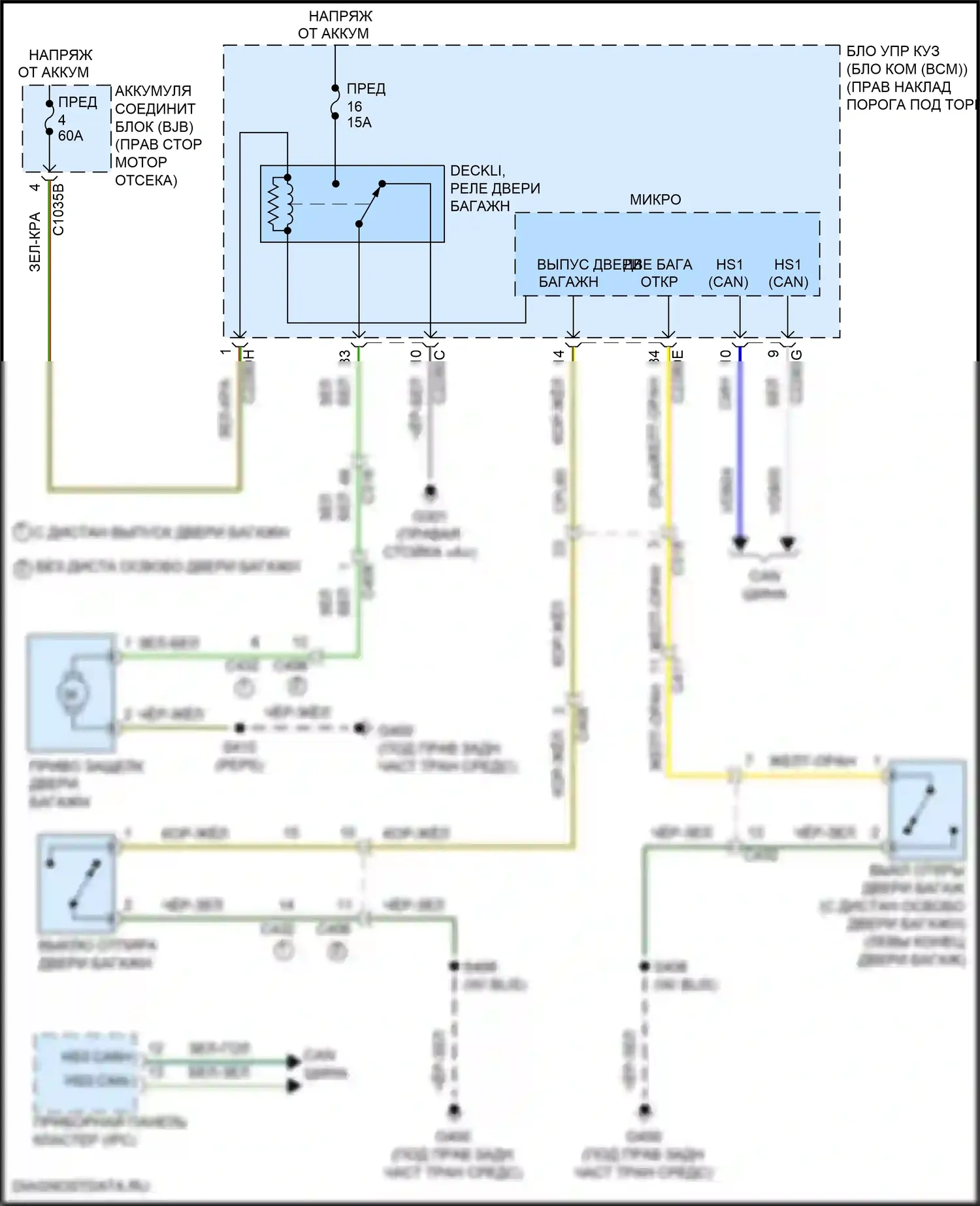 F-150 Ford XIII рестайлинг (2017-2020): Электросхема выпуска двери багажника 
