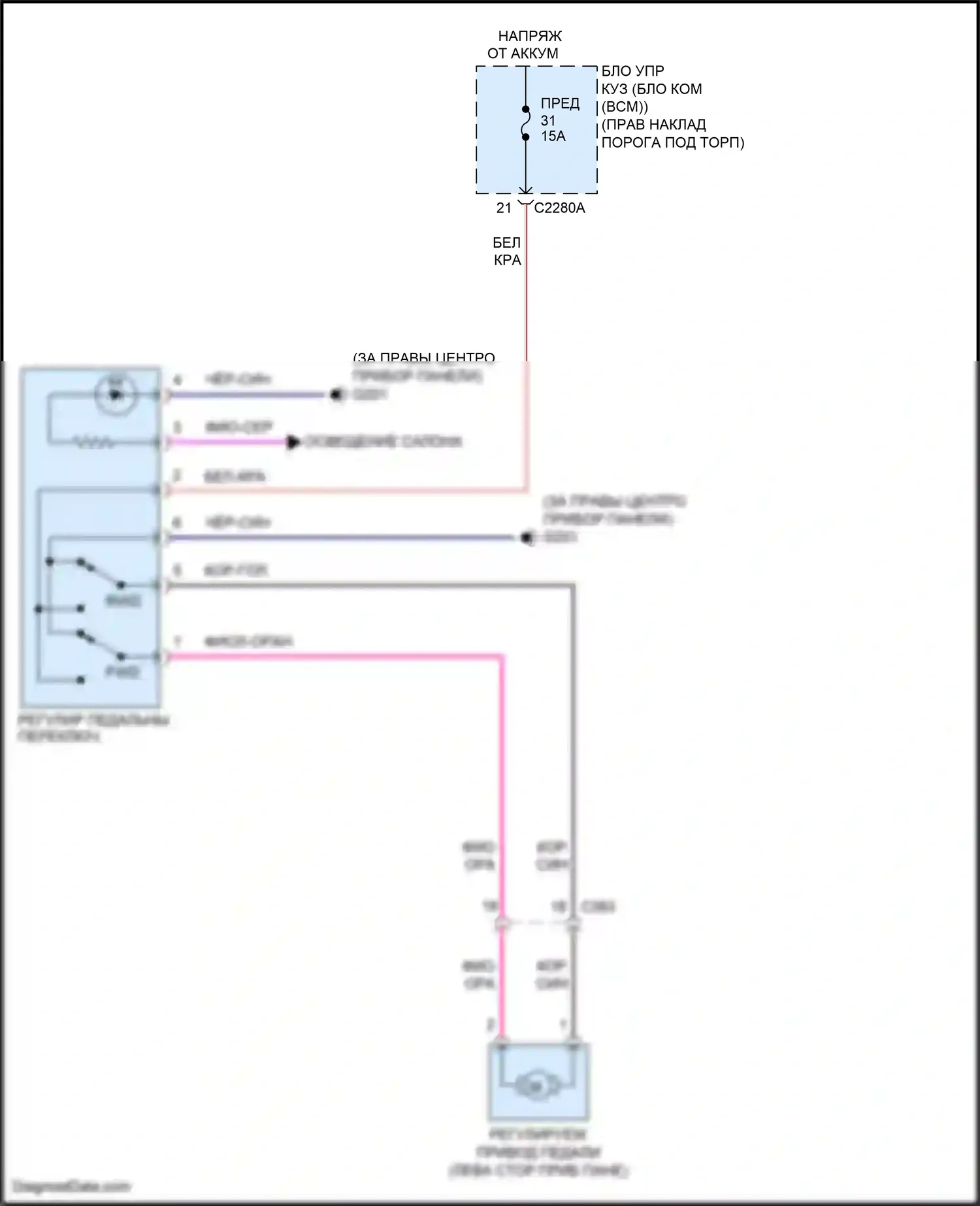 F-150 Ford XIII рестайлинг (2017-2020): Электросхема регулируемой педали 