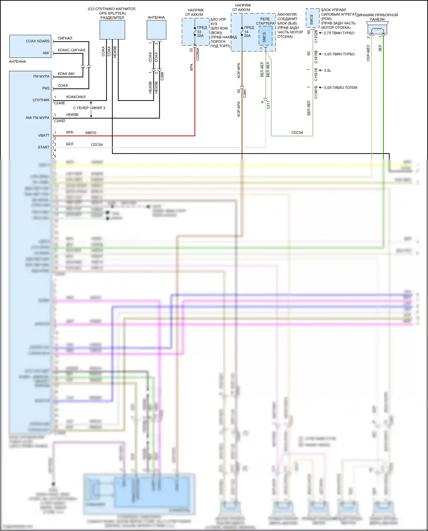 F-150 Ford XIII (2014-2018): Электросхема магнитолы, без sony, с сенсорным экраном (1 из 3) 