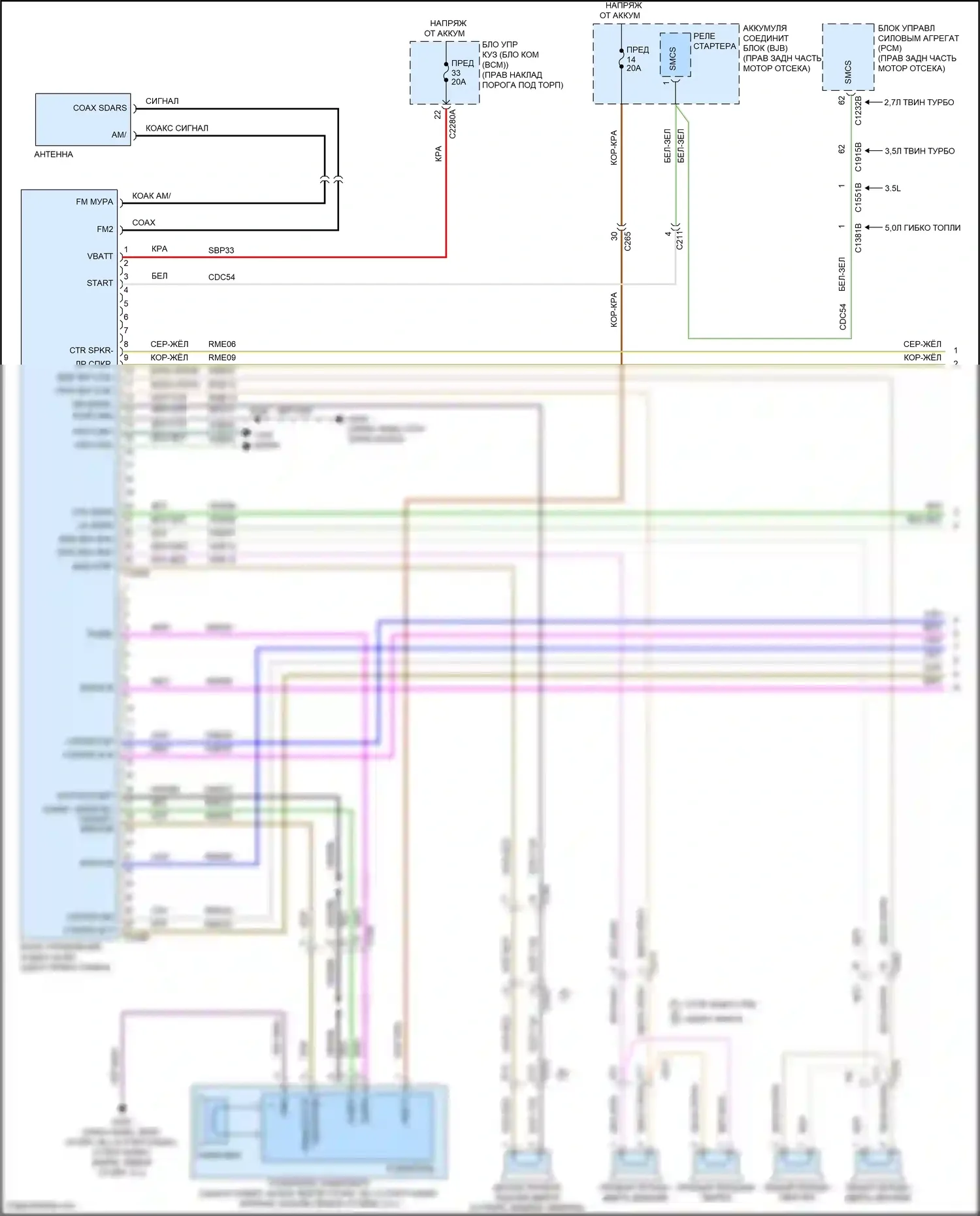F-150 Ford XIII (2014-2018): Электросхема магнитолы синхронизации, без sony и сенсорного экрана (1 из 3) 