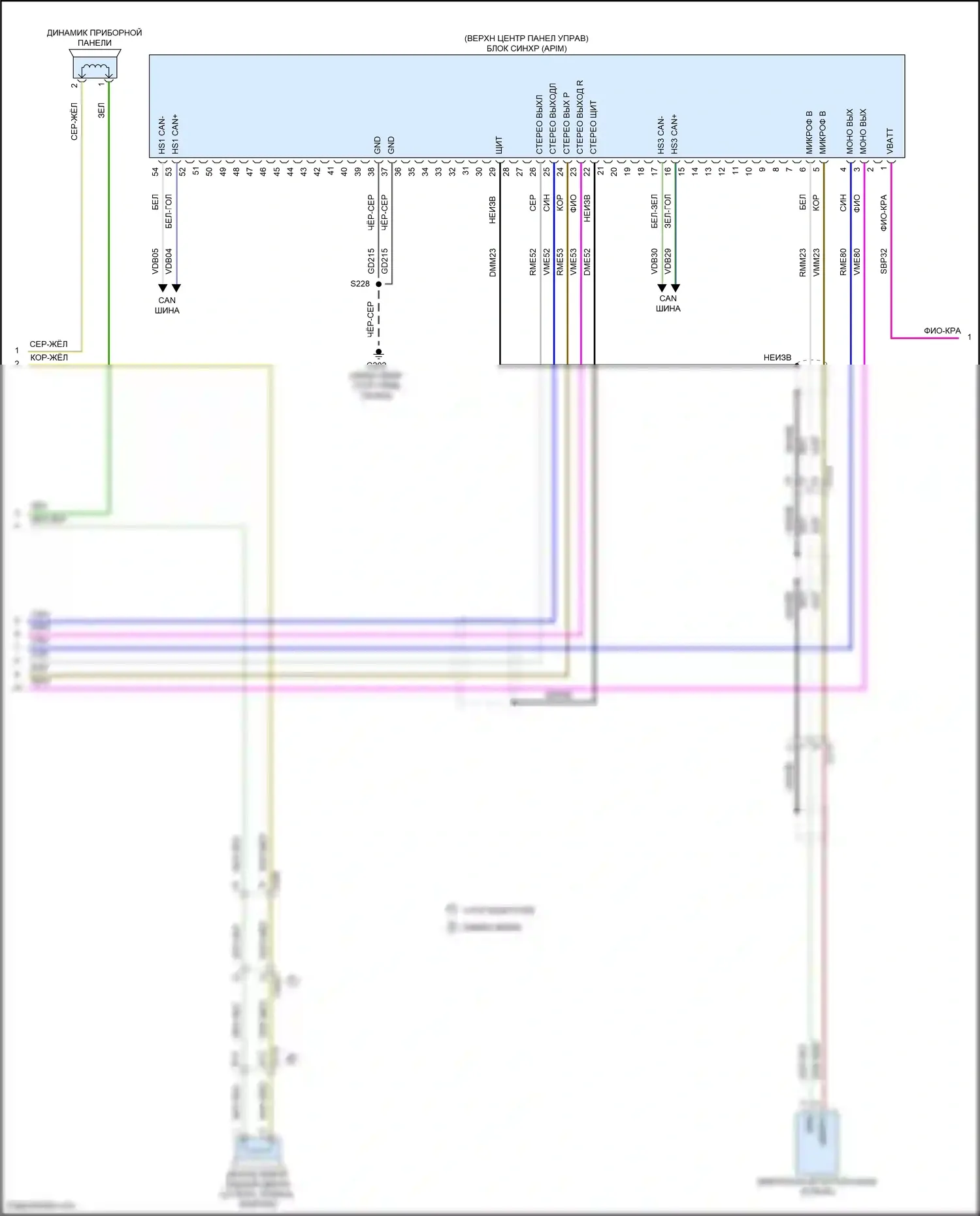 F-150 Ford XIII (2014-2018): Электросхема магнитолы синхронизации, без sony и сенсорного экрана (2 из 3) 