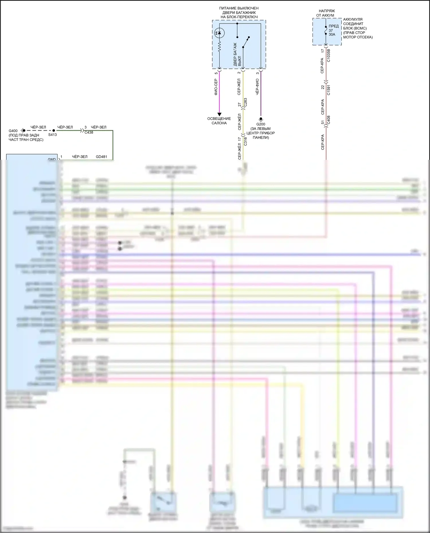 F-150 Ford XIV (2020-2024): Электросхема дверей силового багажника (1 из 2) 