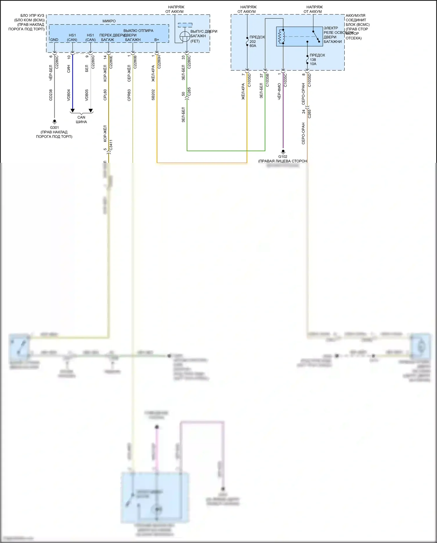 F-150 Ford XIV (2020-2024): Электросхема выпуска двери багажника 