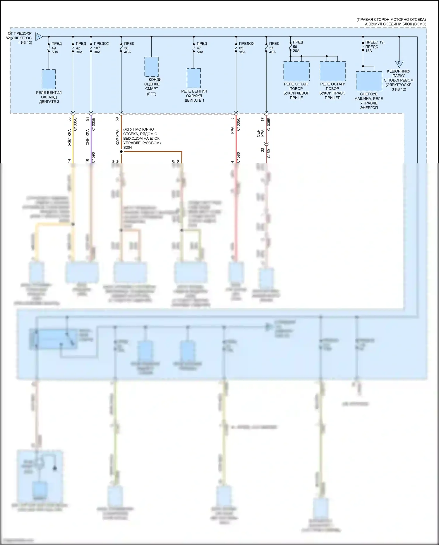 F-150 Ford XIV (2020-2024): Электросхема блока предохранителей реле (2 из 12) 