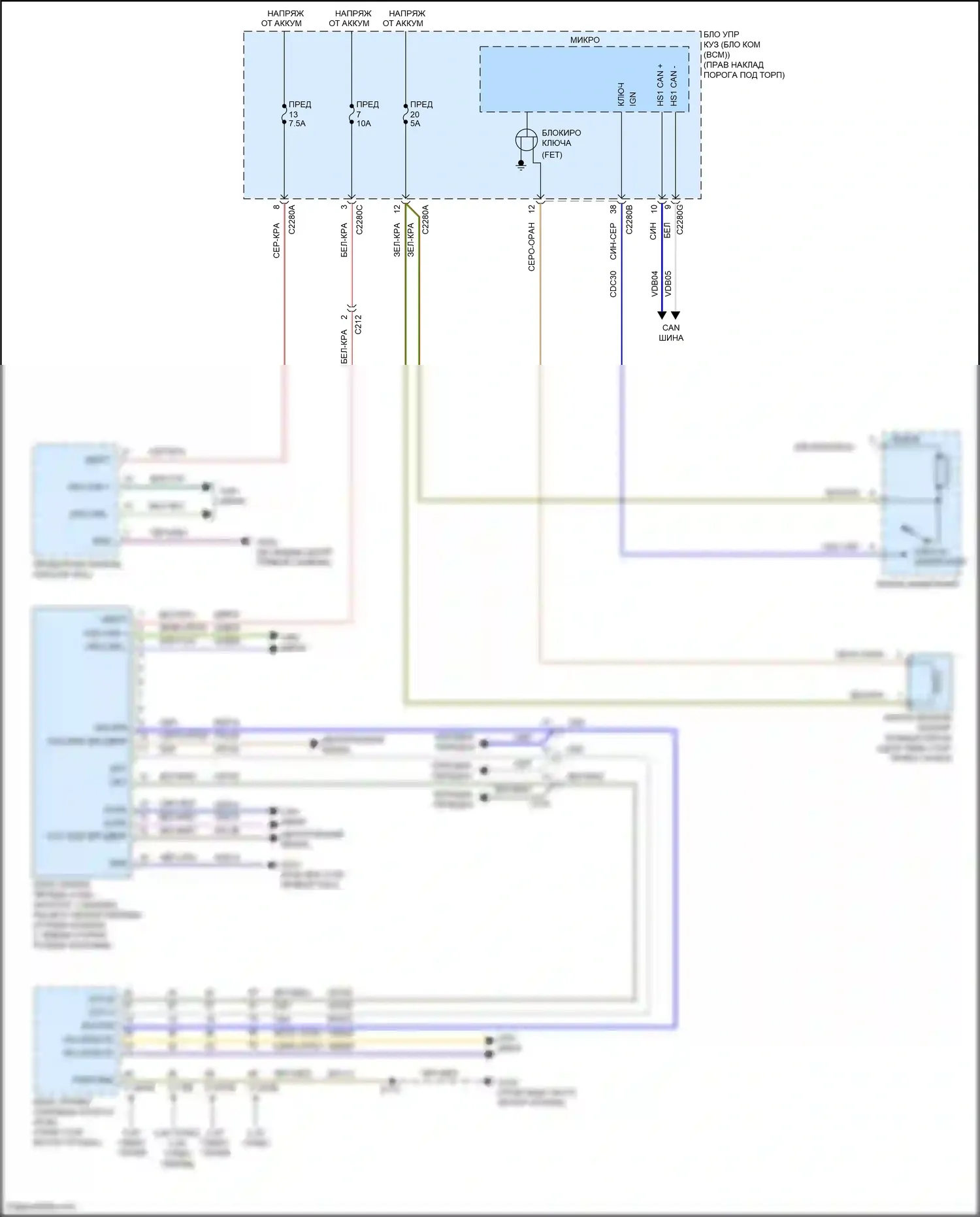 F-150 Ford XIV (2020-2024): Электросхема блокировки селектора, со сдвигом колонки 