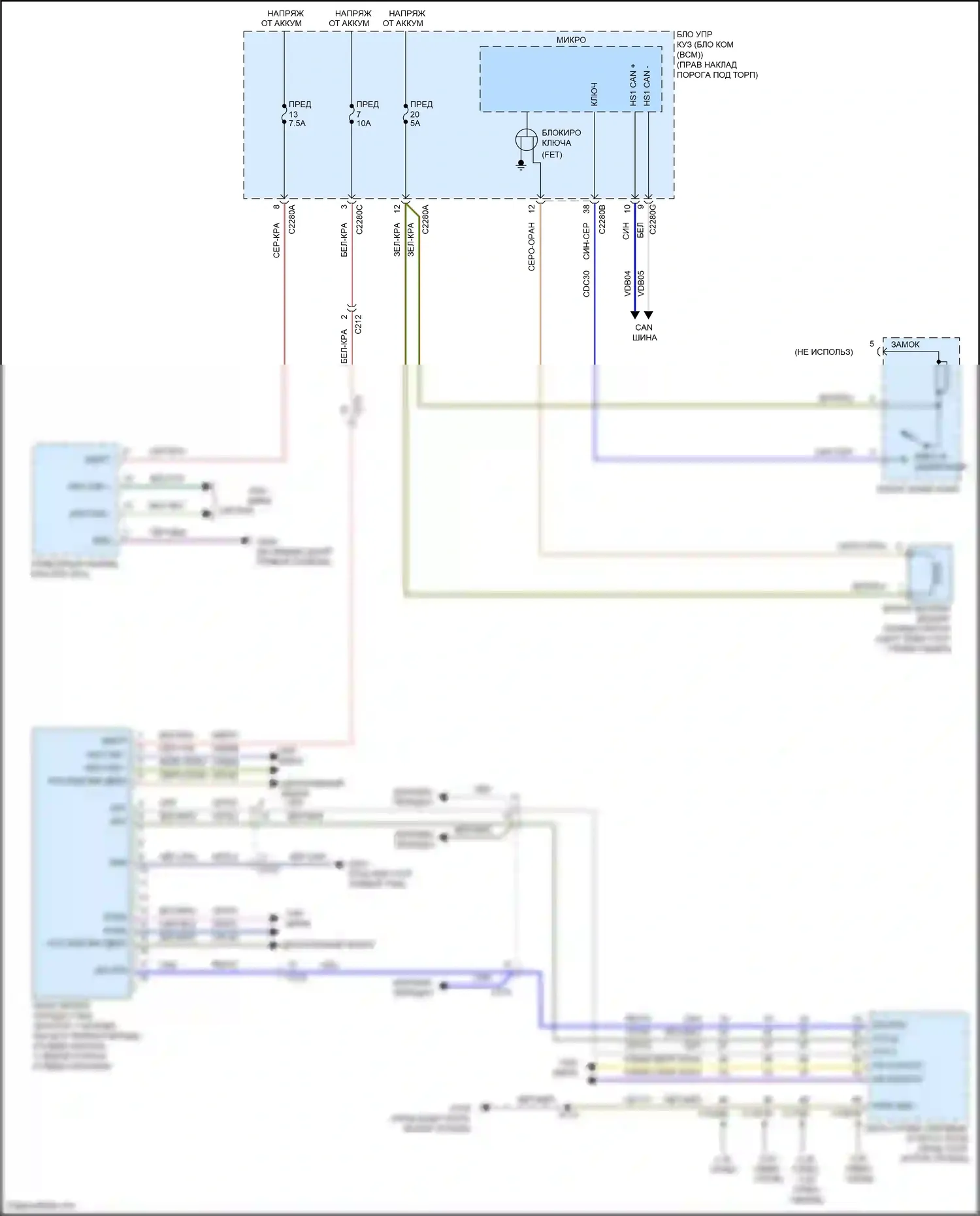 F-150 Ford XIV (2020-2024): Электросхема блокировки селектора, со сдвигом пола 