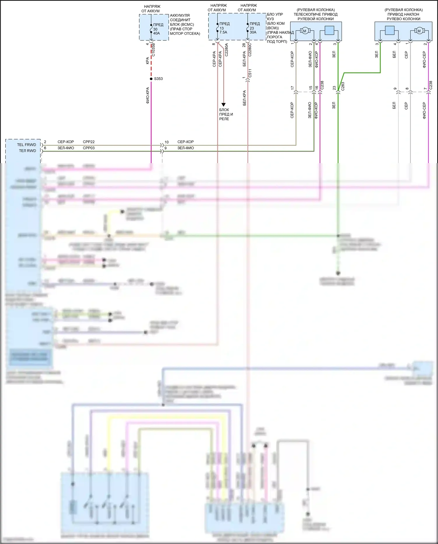 F-150 Ford XIV (2020-2024): Электросхема памяти рулевой колонки 