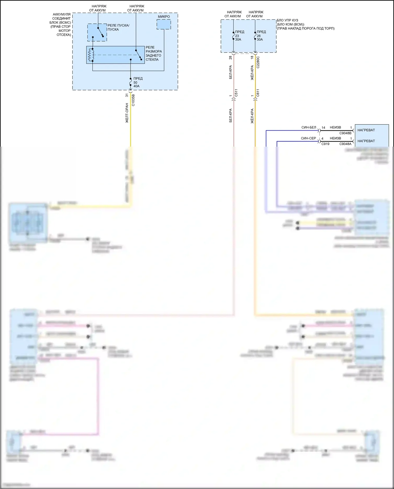 F-150 Ford XIV (2020-2024): Электросхема подогрева стекол 
