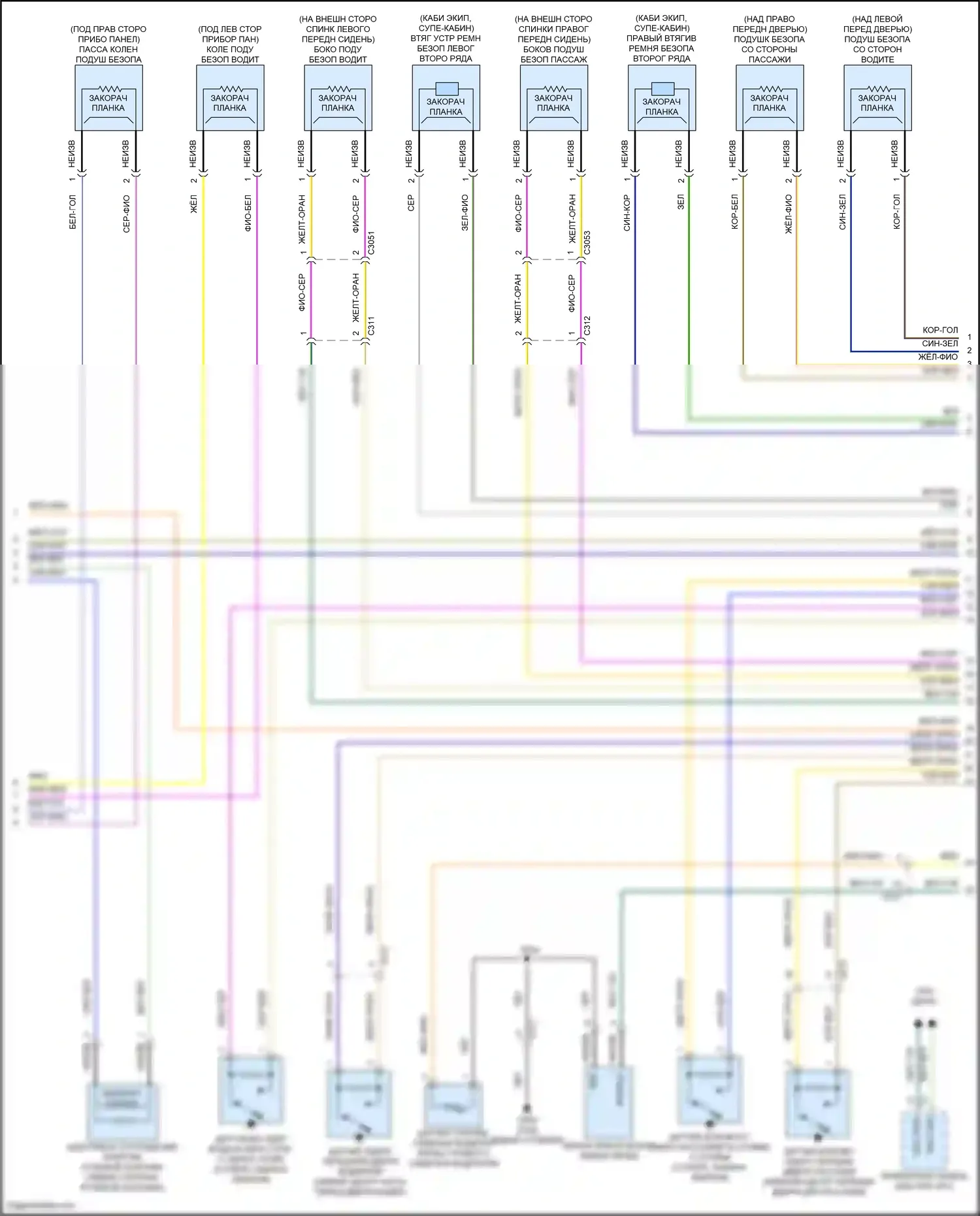 F-150 Ford XIV (2020-2024): Электросхема подушек безопасности (2 из 3) 