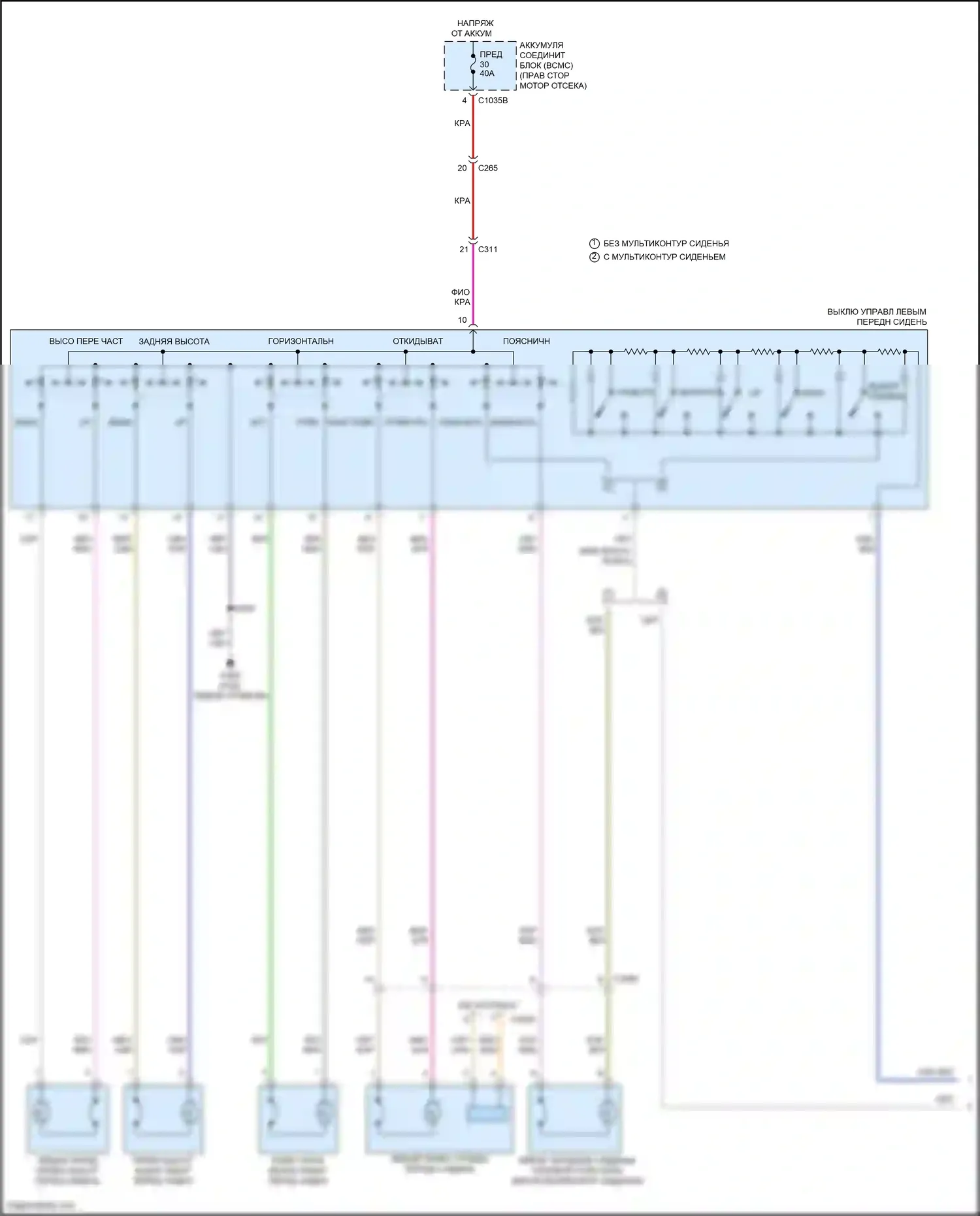 F-150 Ford XIV (2020-2024): Электросхема сидений, 10-стороннее сиденье водителя (1 из 2) 