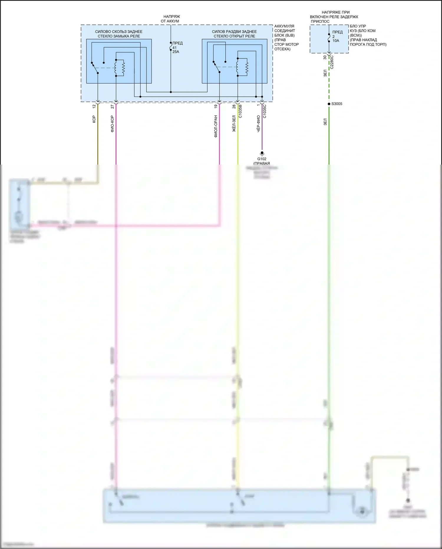 F-150 Ford XIV (2020-2024): Электросхема раздвижного заднего стекла 