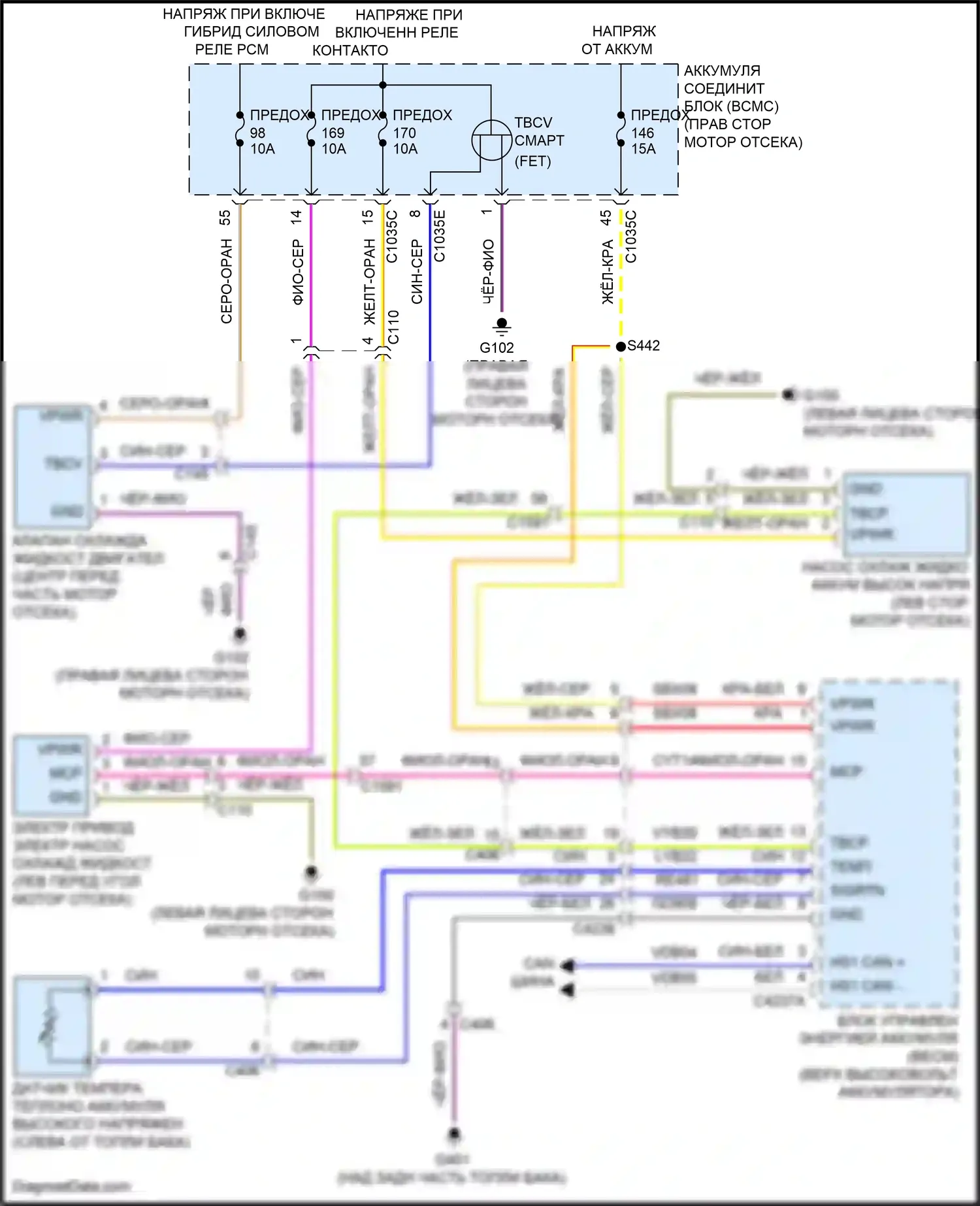 F-150 Ford XIV (2020-2024): Электросхема гибридного вентилятора охлаждения 