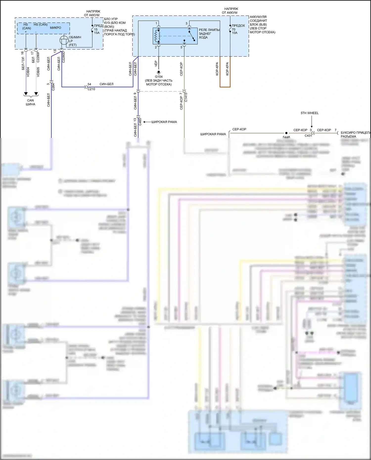 F-250 Ford XIII (2015-2017): Электросхема фонарей заднего хода 