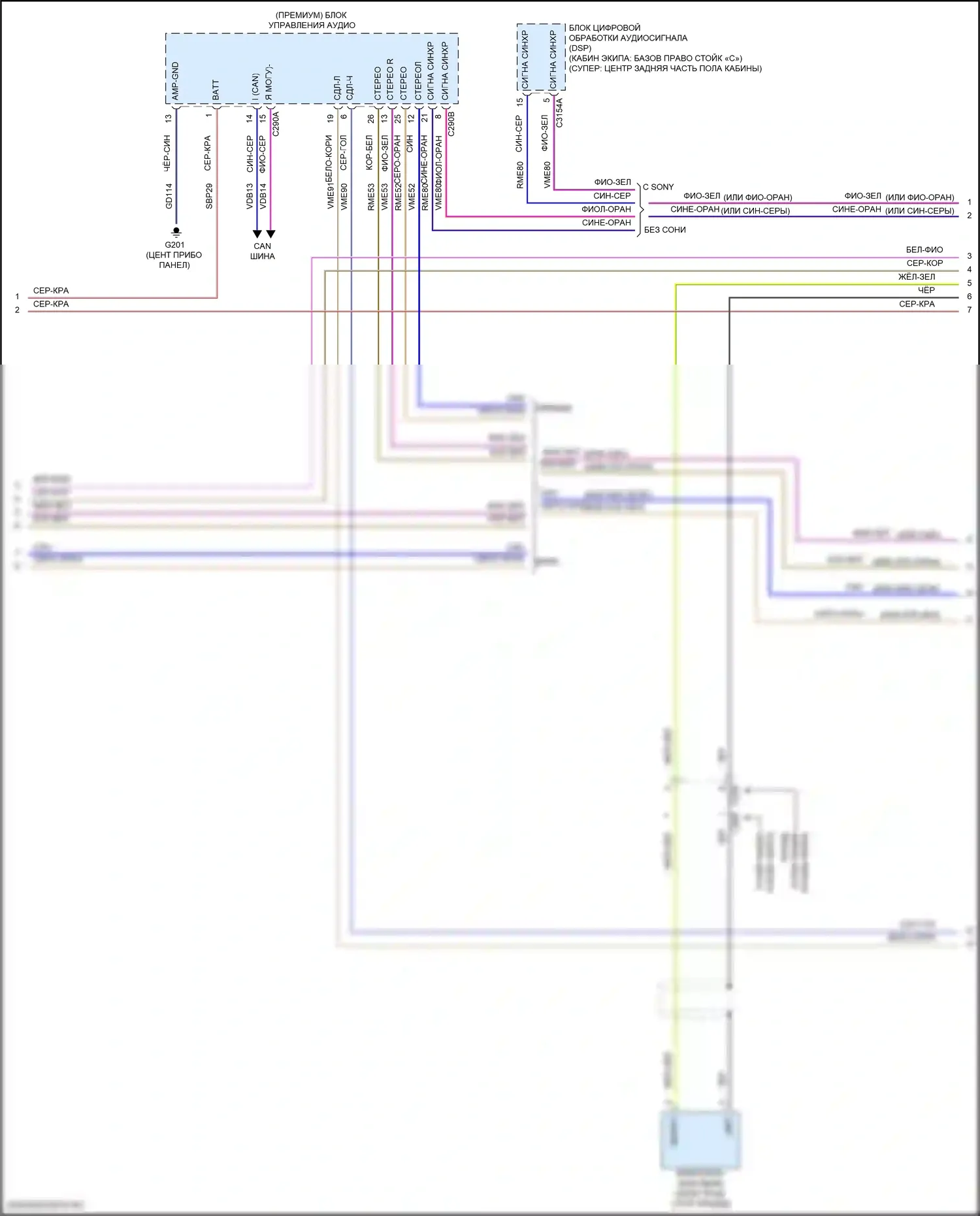 F-250 Ford XIII (2015-2017): Электросхема магнитолы синхронизации (2 из 3) 