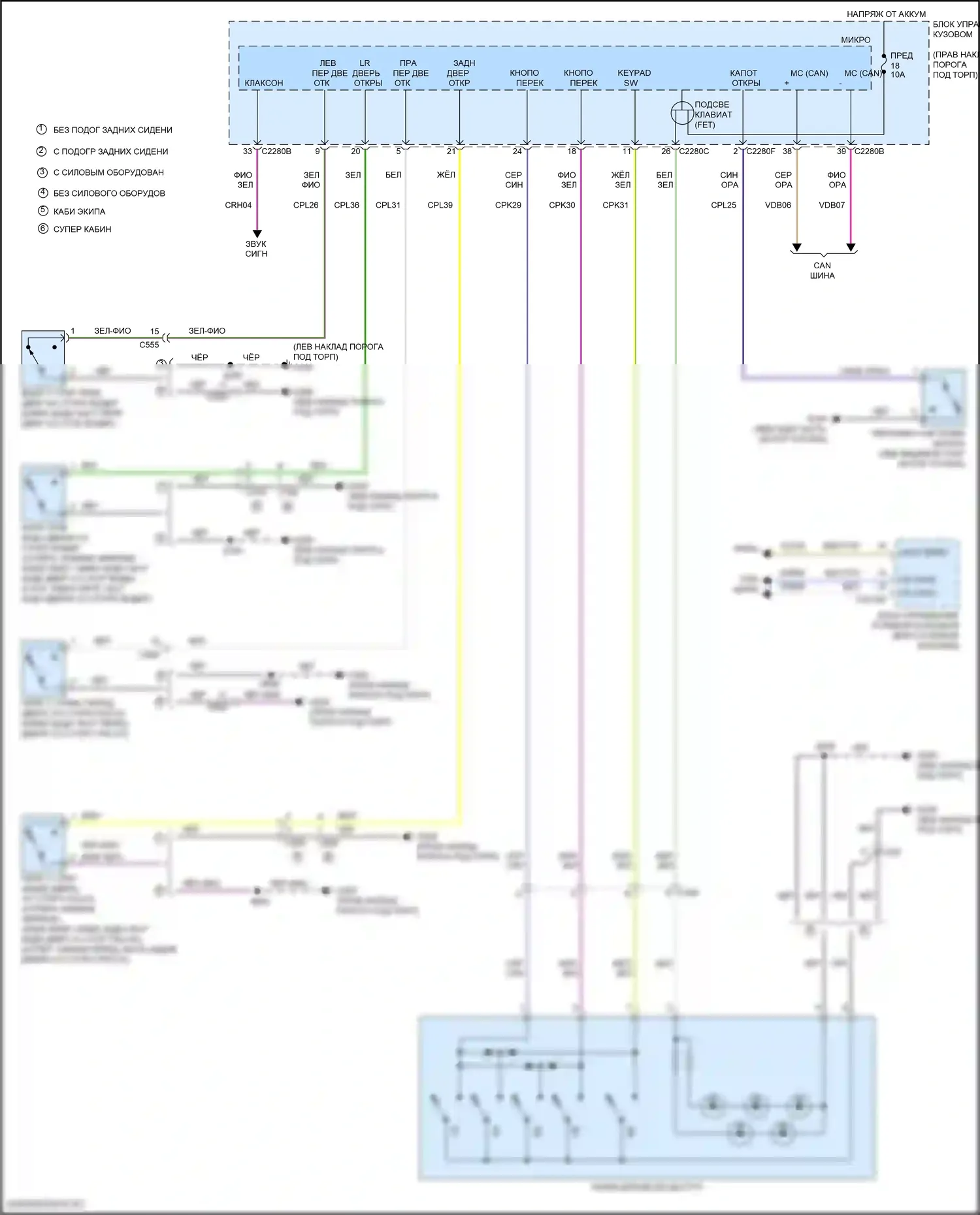 F-250 Ford XIII (2015-2017): Электросхема защиты от взлома (2 из 2) 