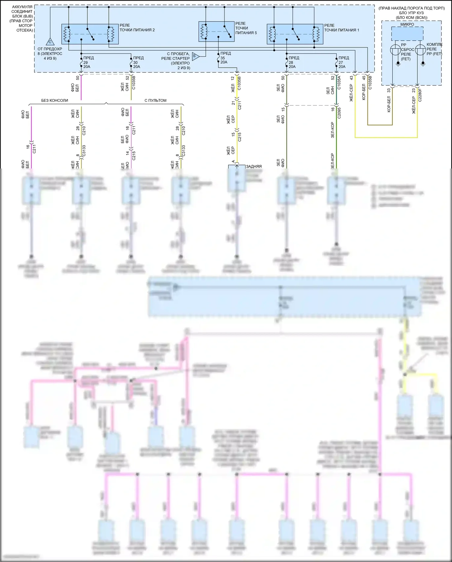 F-250 Ford XIV (2017-2024): Электросхема блока предохранителей реле (3 из 9) 