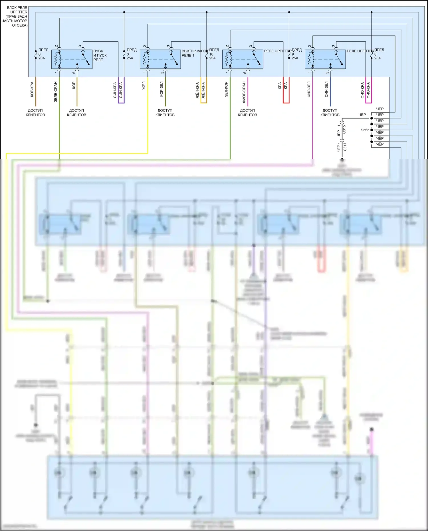 F-250 Ford XIV (2017-2024): Электросхема блока предохранителей реле (8 из 9) 