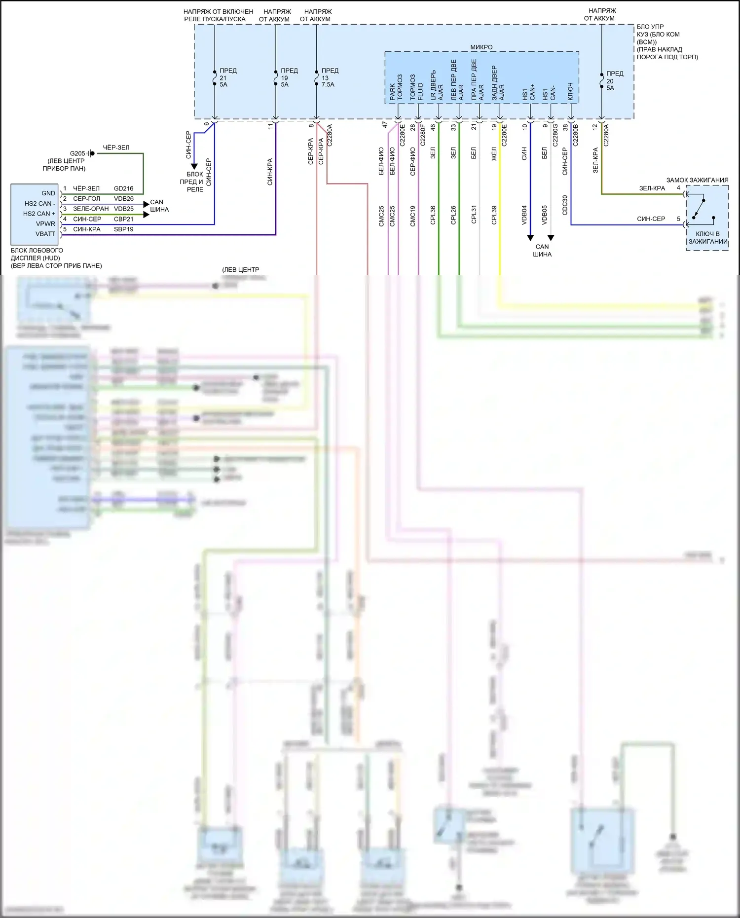 F-250 Ford XIV (2017-2024): Электросхема приборной панели (1 из 2) 