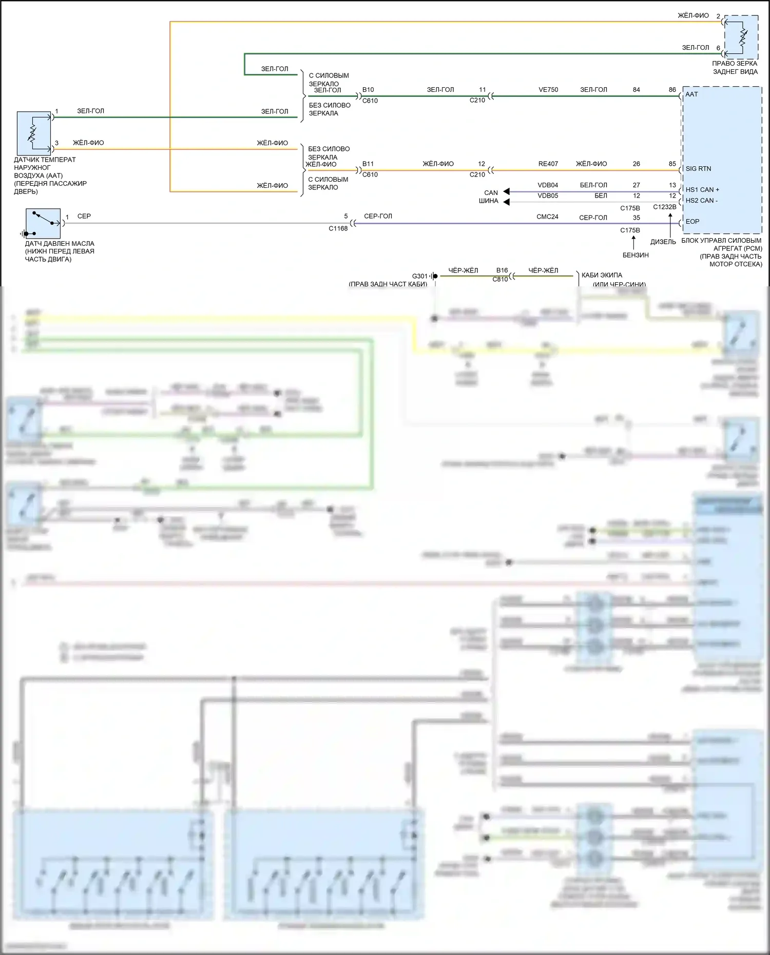 F-250 Ford XIV (2017-2024): Электросхема приборной панели (2 из 2) 