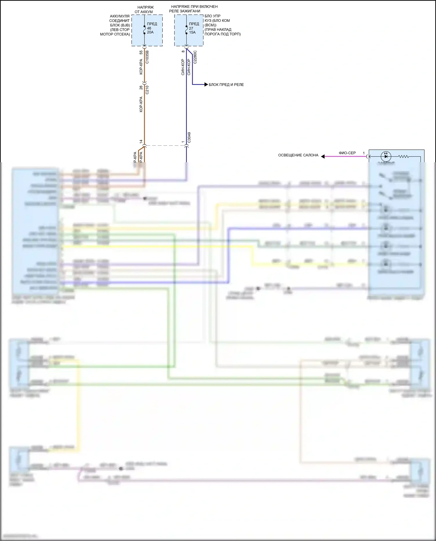 F-250 Ford XIV (2017-2024): Электросхема задних обогреваемых сидений 