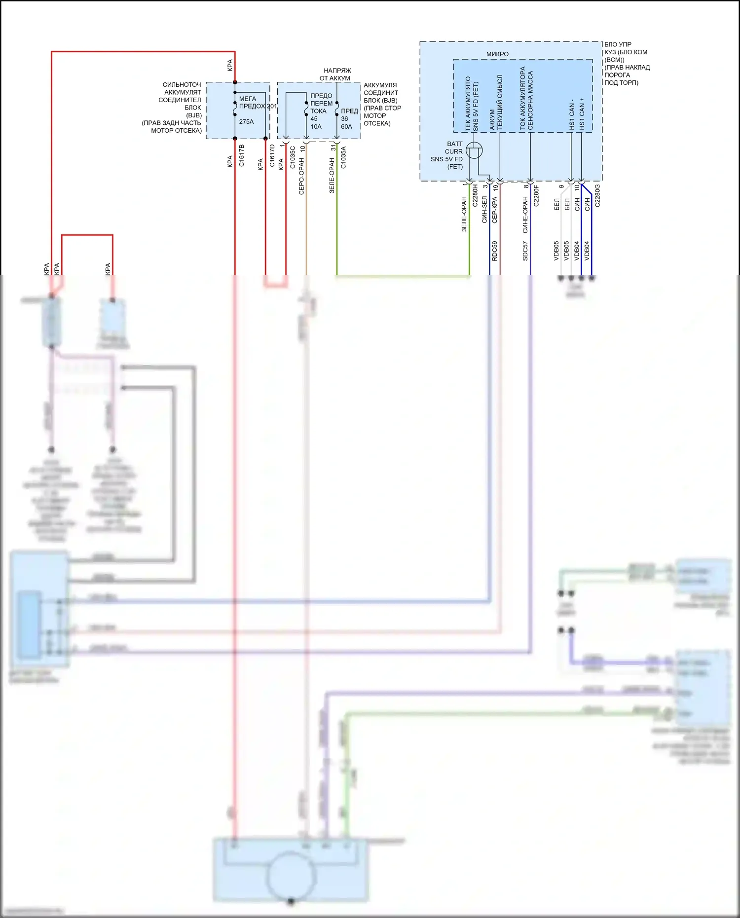F-250 Ford XIV (2017-2024): Электросхема генератора, с одним аккумулятором 