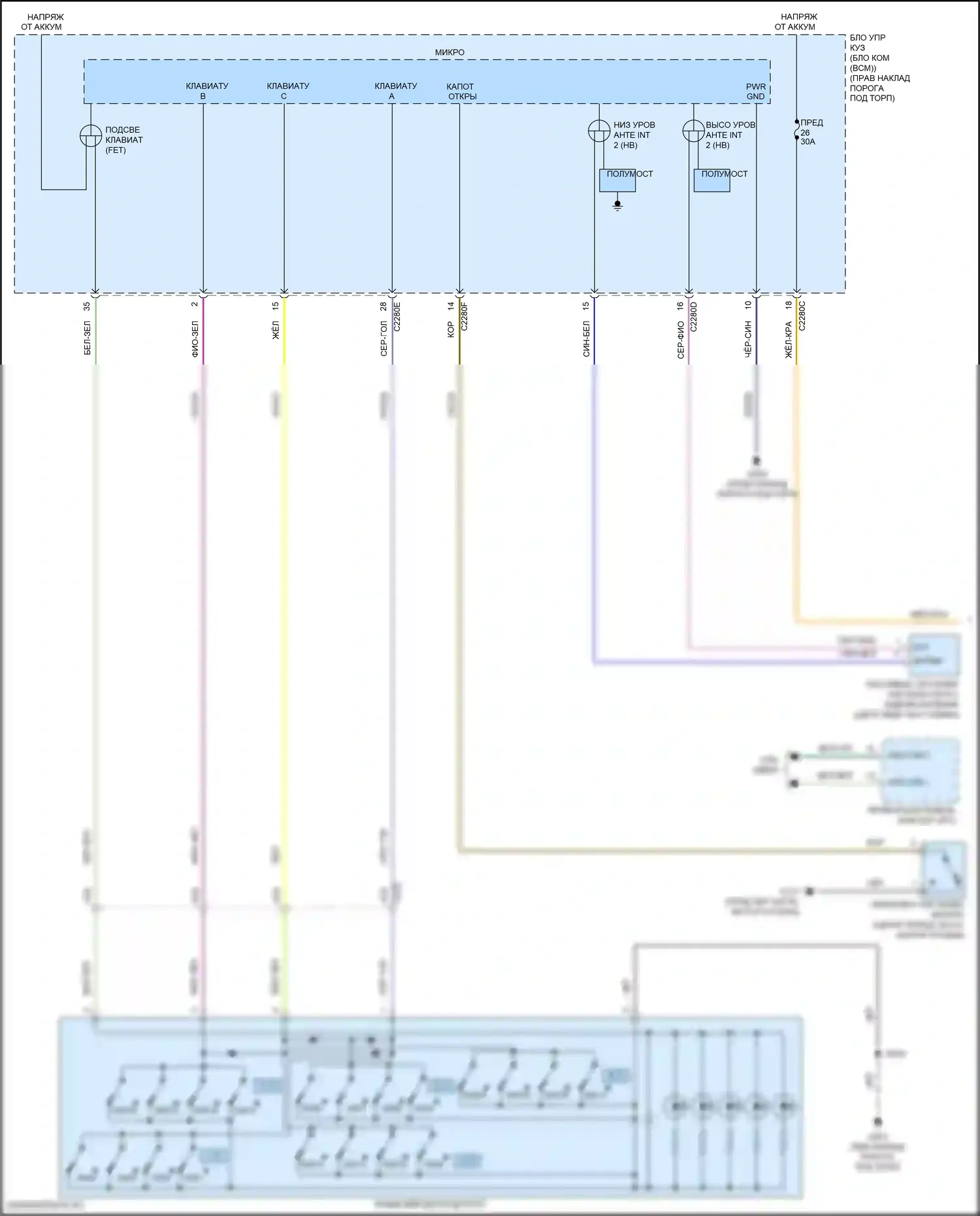 F-250 Ford XIV (2017-2024): Электросхема центрального замка (1 из 4) 