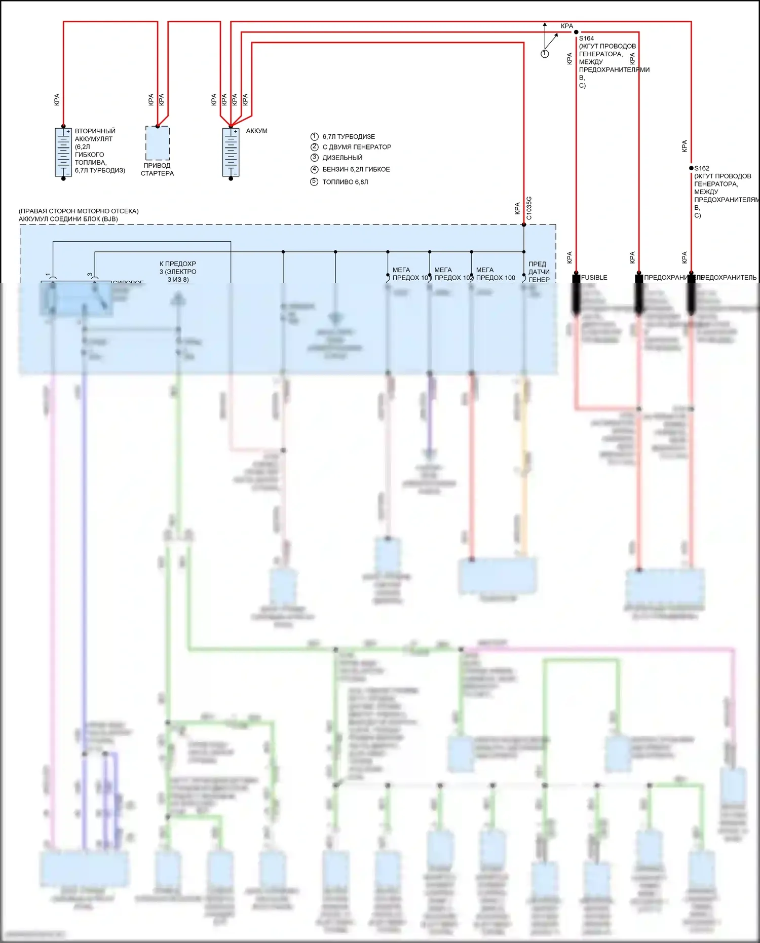 F-350 Ford XIV (2017-2020): Электросхема блока предохранителей реле (1 из 8) 