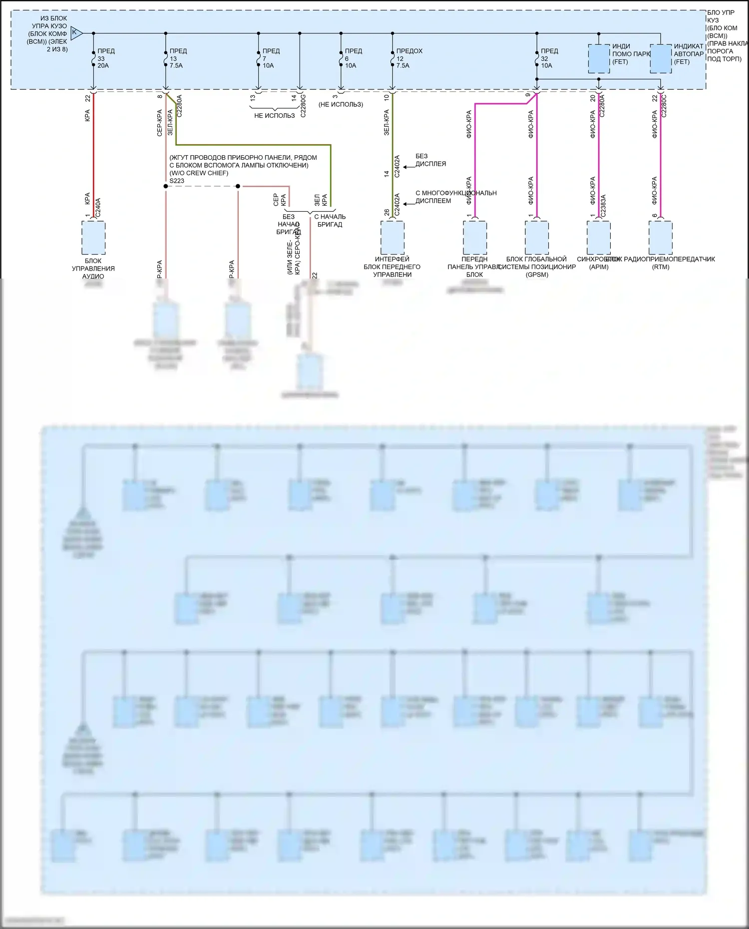 F-350 Ford XIV (2017-2020): Электросхема блока предохранителей реле (6 из 8) 