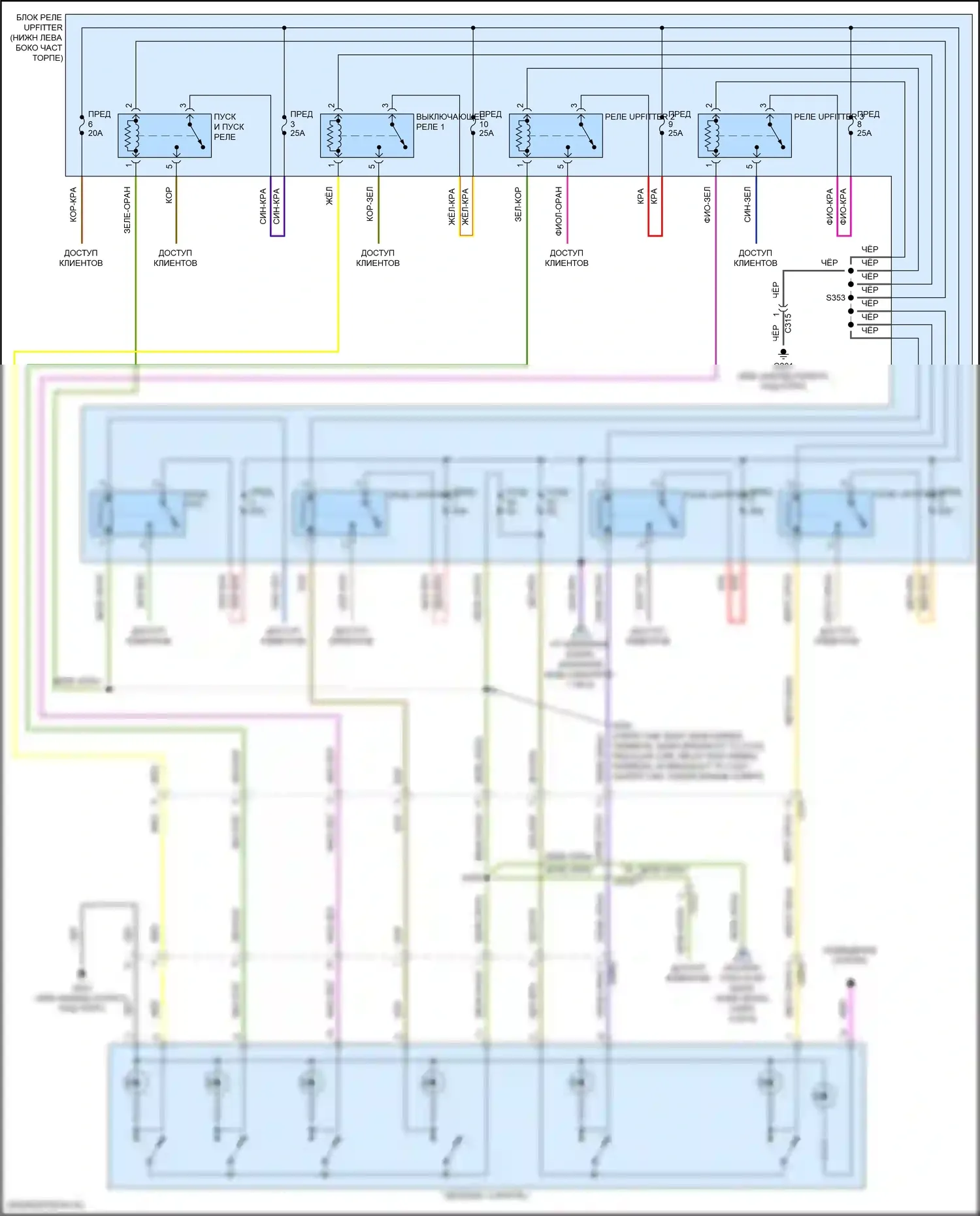F-350 Ford XIV (2017-2020): Электросхема блока предохранителей реле (8 из 8) 