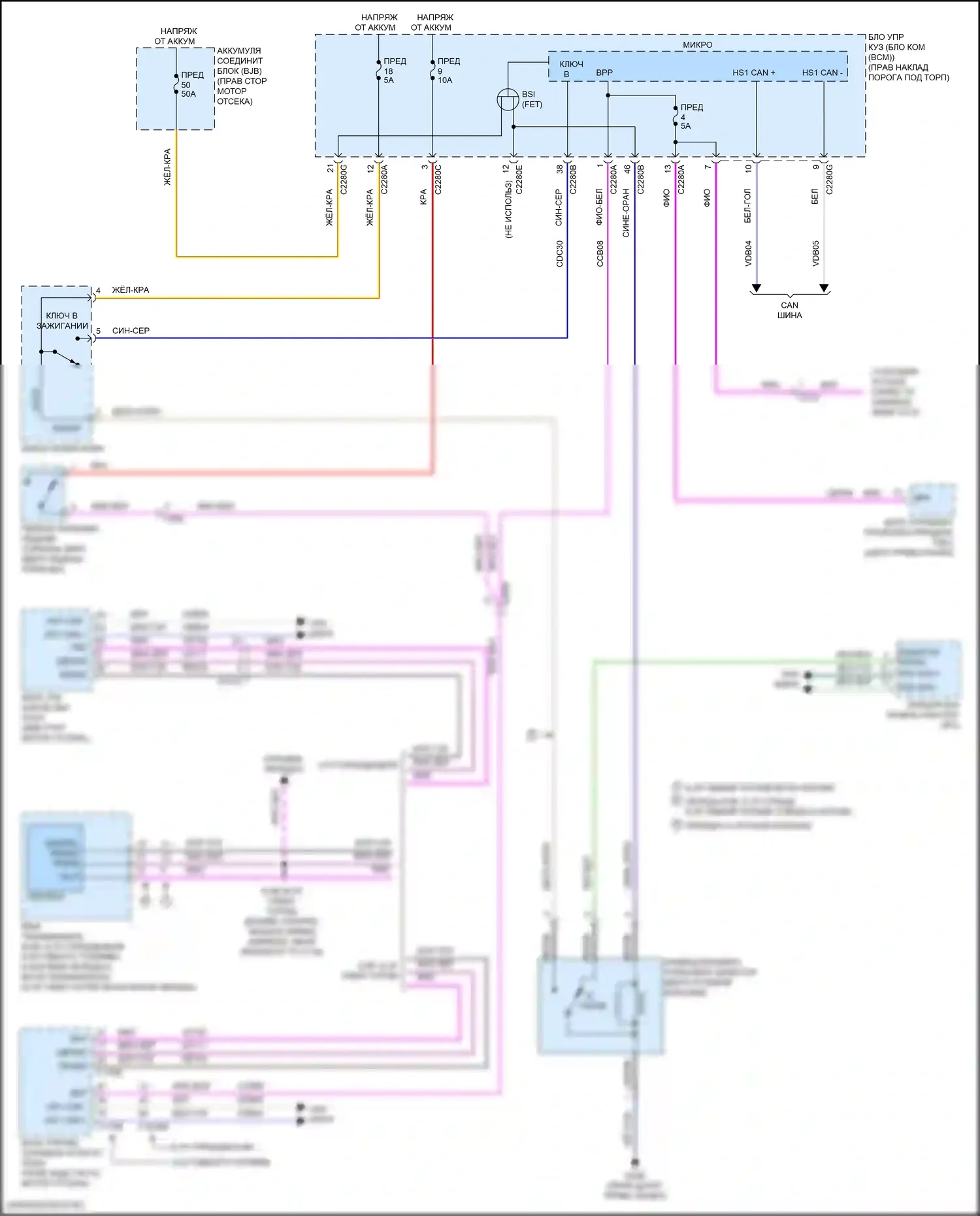 F-350 Ford XIV (2017-2020): Электросхема блокировки селектора 