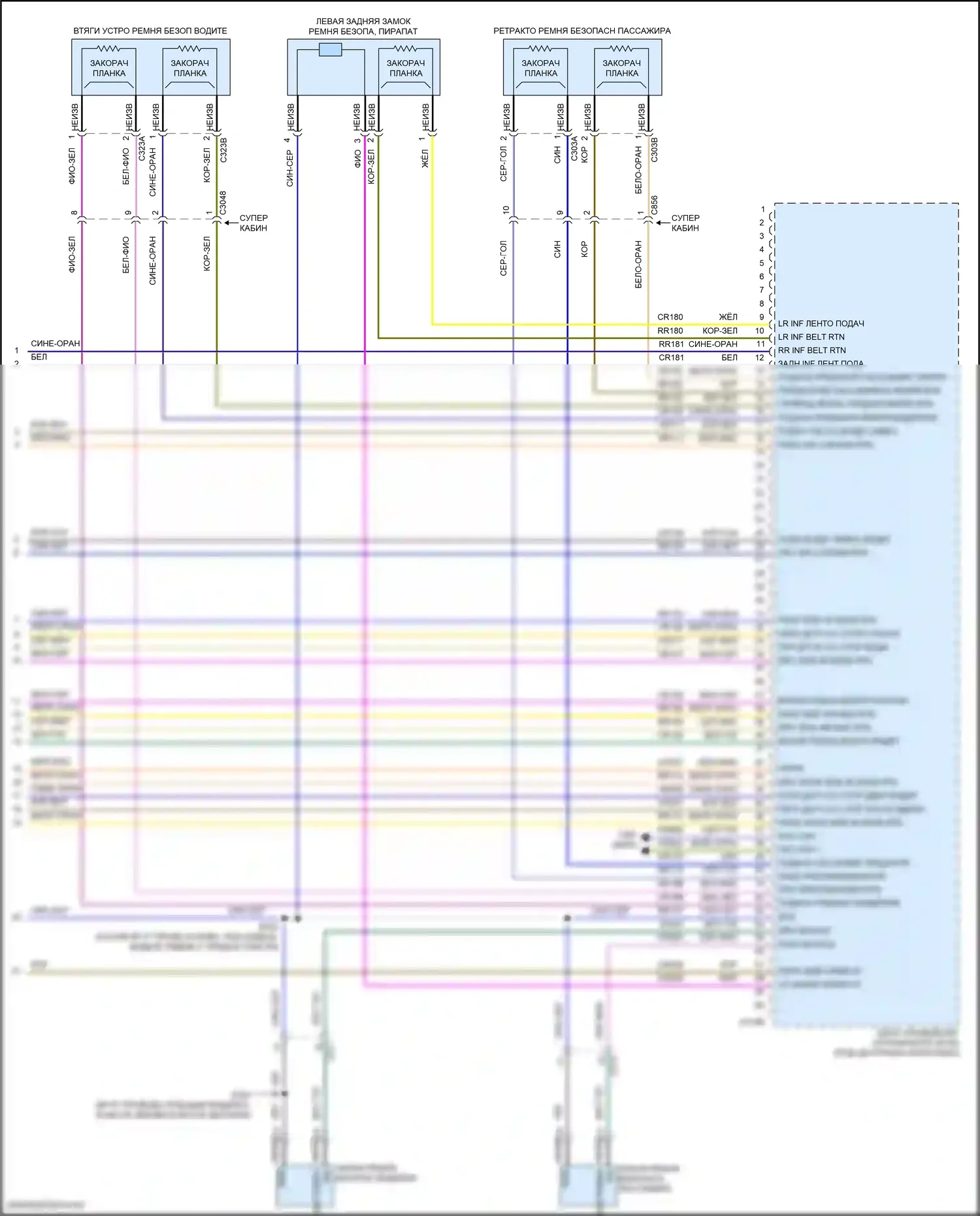 F-350 Ford XIV (2017-2020): Электросхема подушек безопасности (3 из 3) 