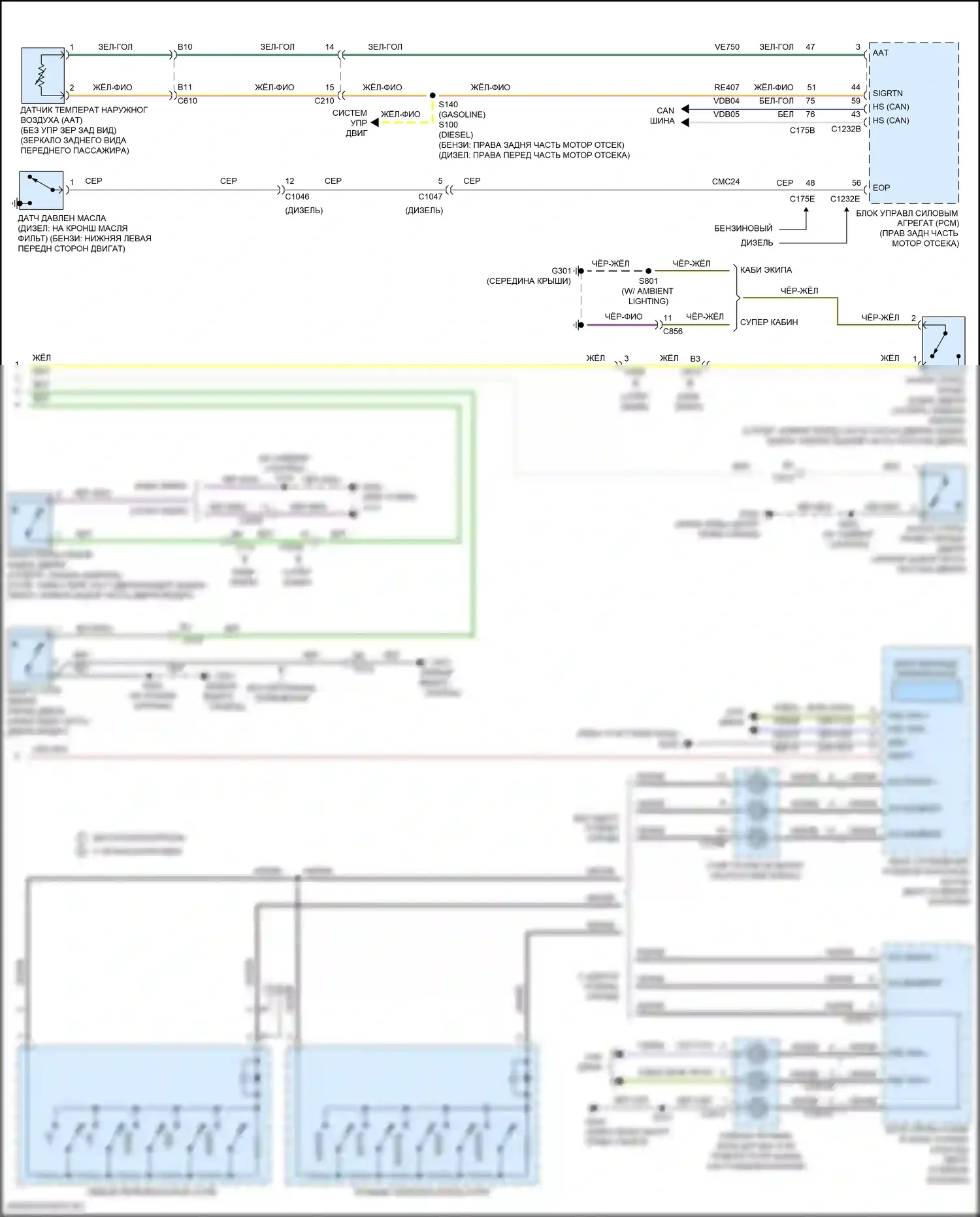 F-350 Ford XIV (2017-2020): Электросхема приборной панели (2 из 2) 