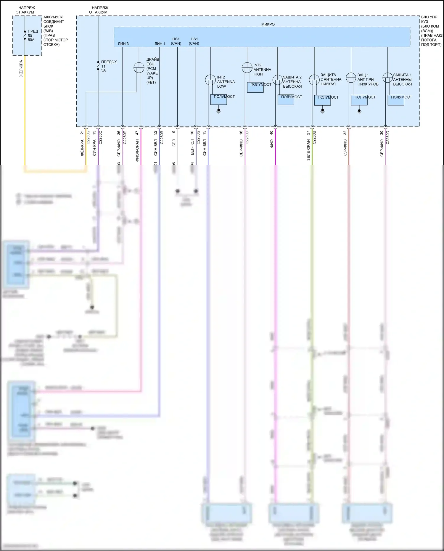 F-350 Ford XIV (2017-2020): Пассивная сигнализации электросхема 