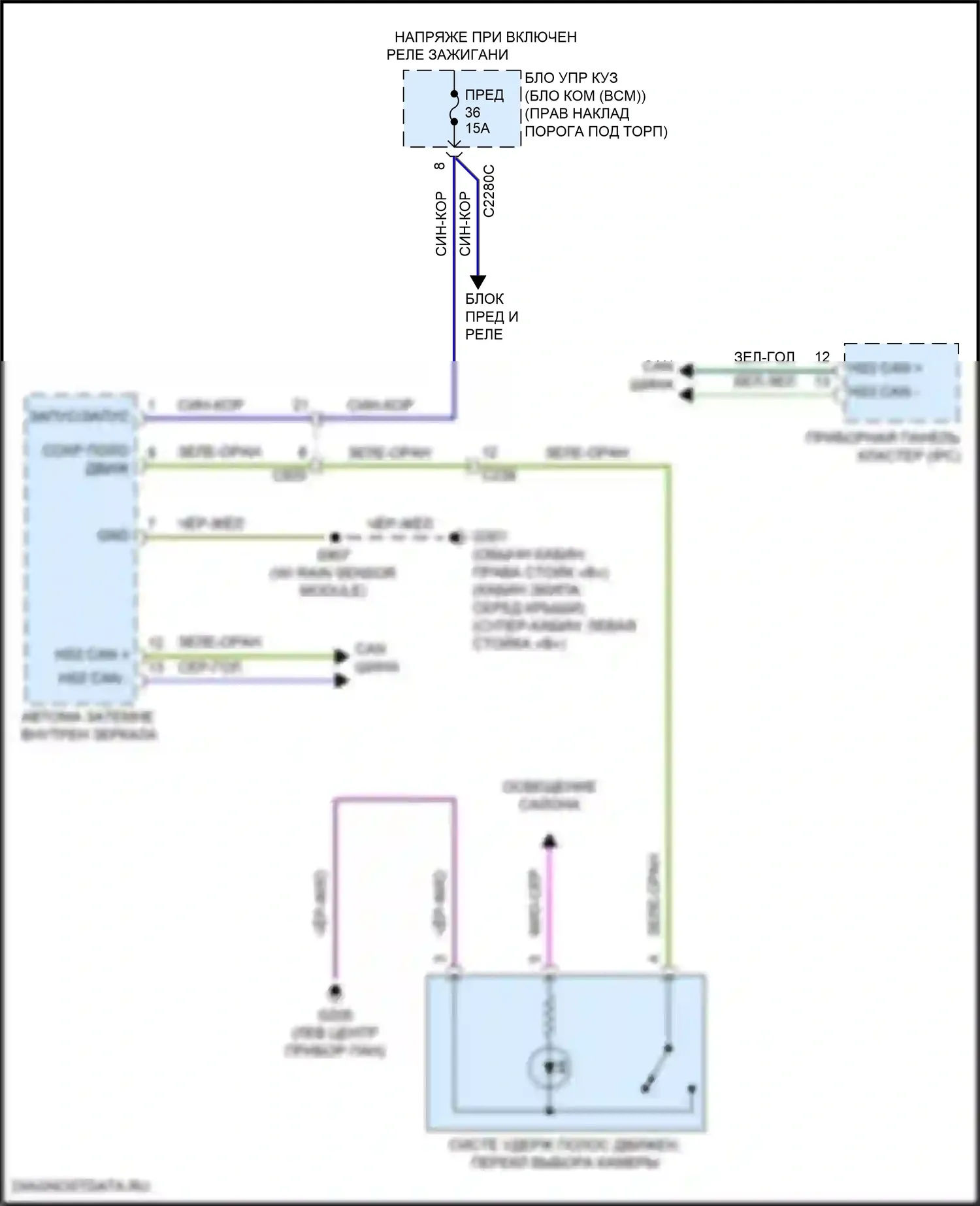 F-350 Ford XIV (2017-2020): Электросхема сигнализации о выезде с полосы движения 