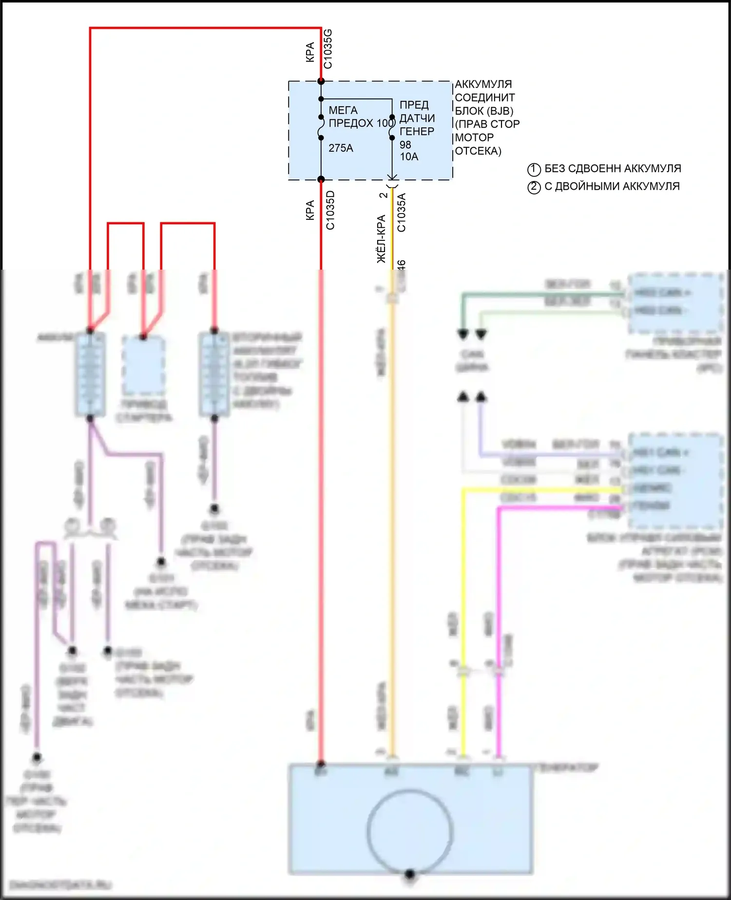 F-350 Ford XIV (2017-2020): 6.2l гибкое топливо, электросхема генератора 