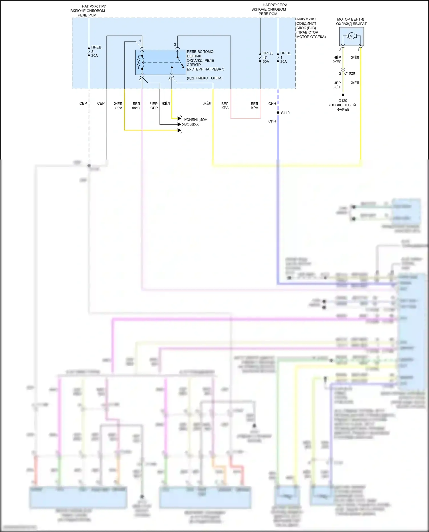 F-350 Ford XIV (2017-2020): Электросхема вентилятора охлаждения 