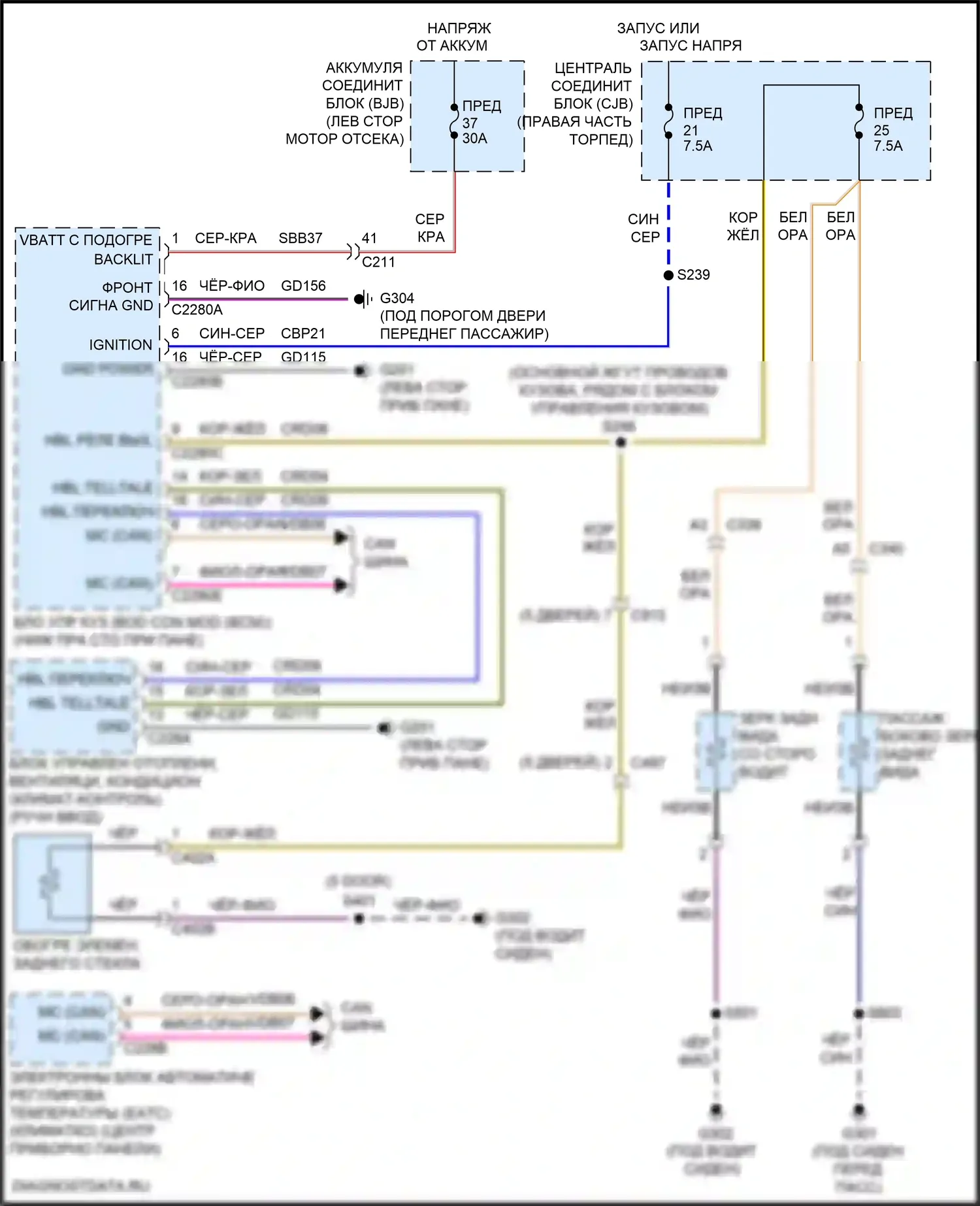 Fiesta ST Ford VII (2018-2021): Электросхема подогрева стекол 
