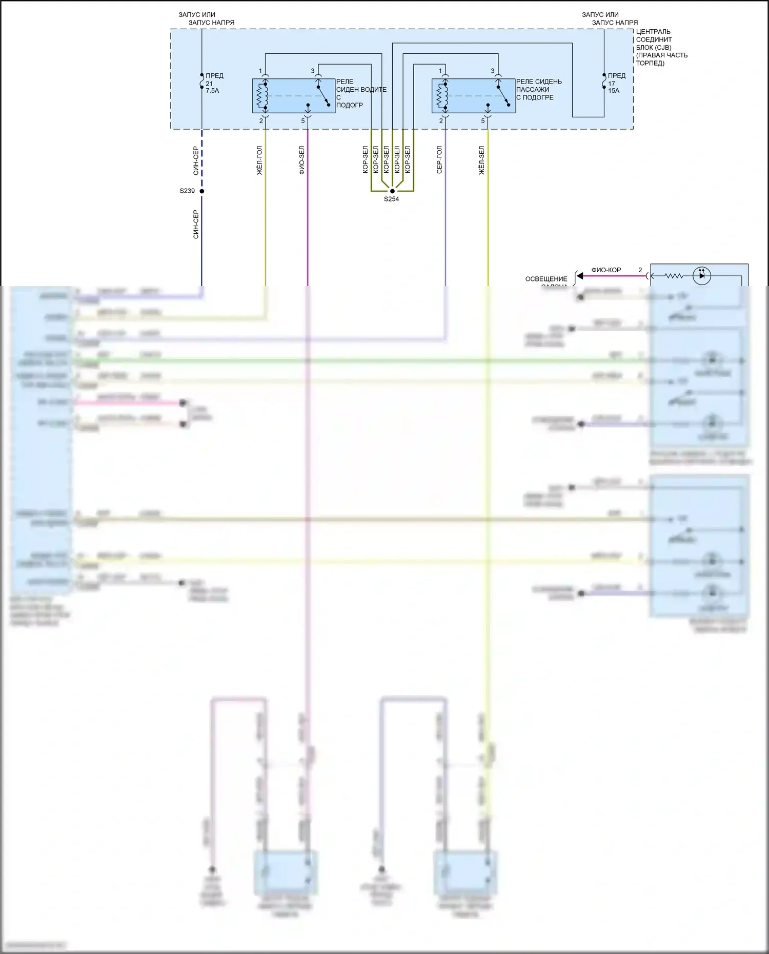 Fiesta ST Ford VII (2018-2021): Электросхема сидений 