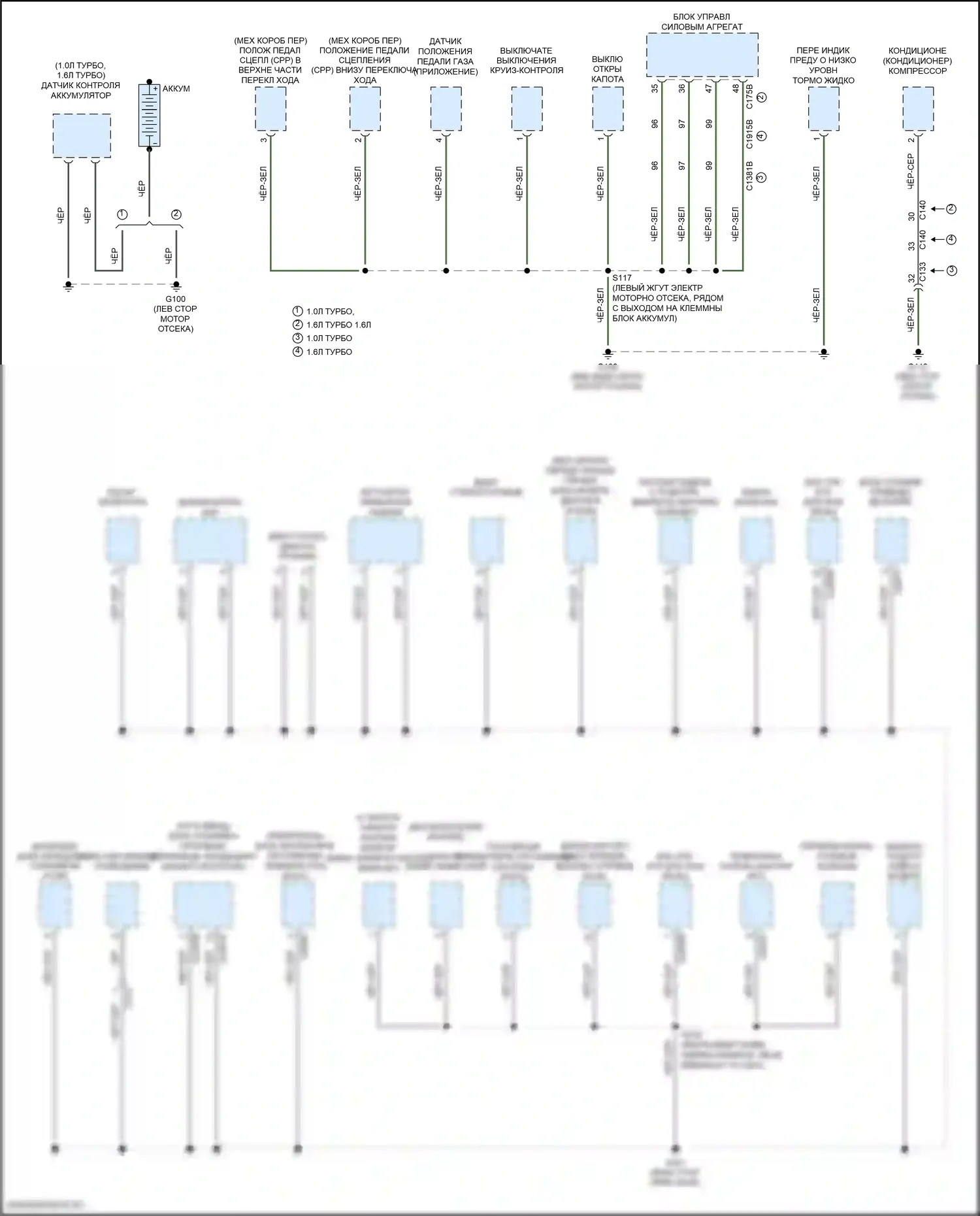 Fiesta ST Ford VII (2018-2021): Электросхема точек подключения масс (1 из 4) 